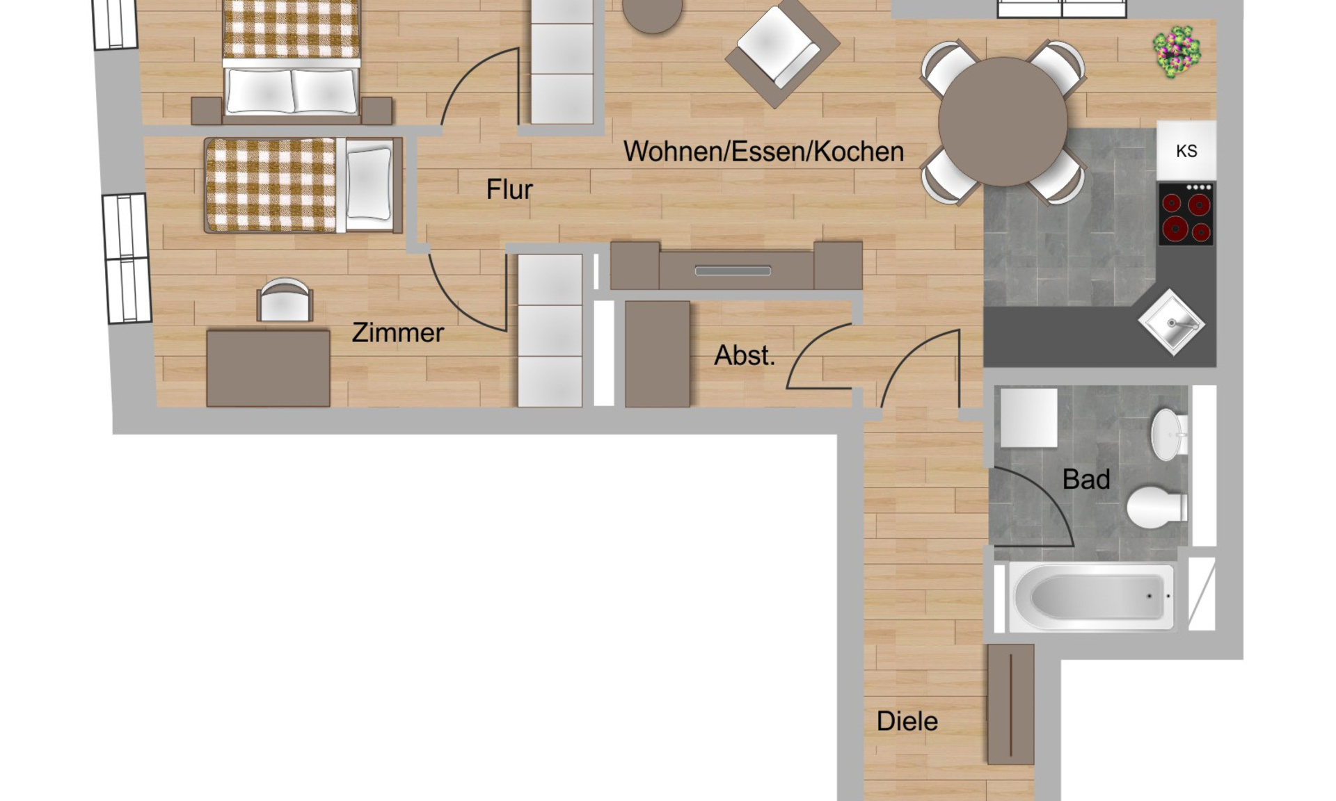 Grundriss 3-Zimmer-Wohnung