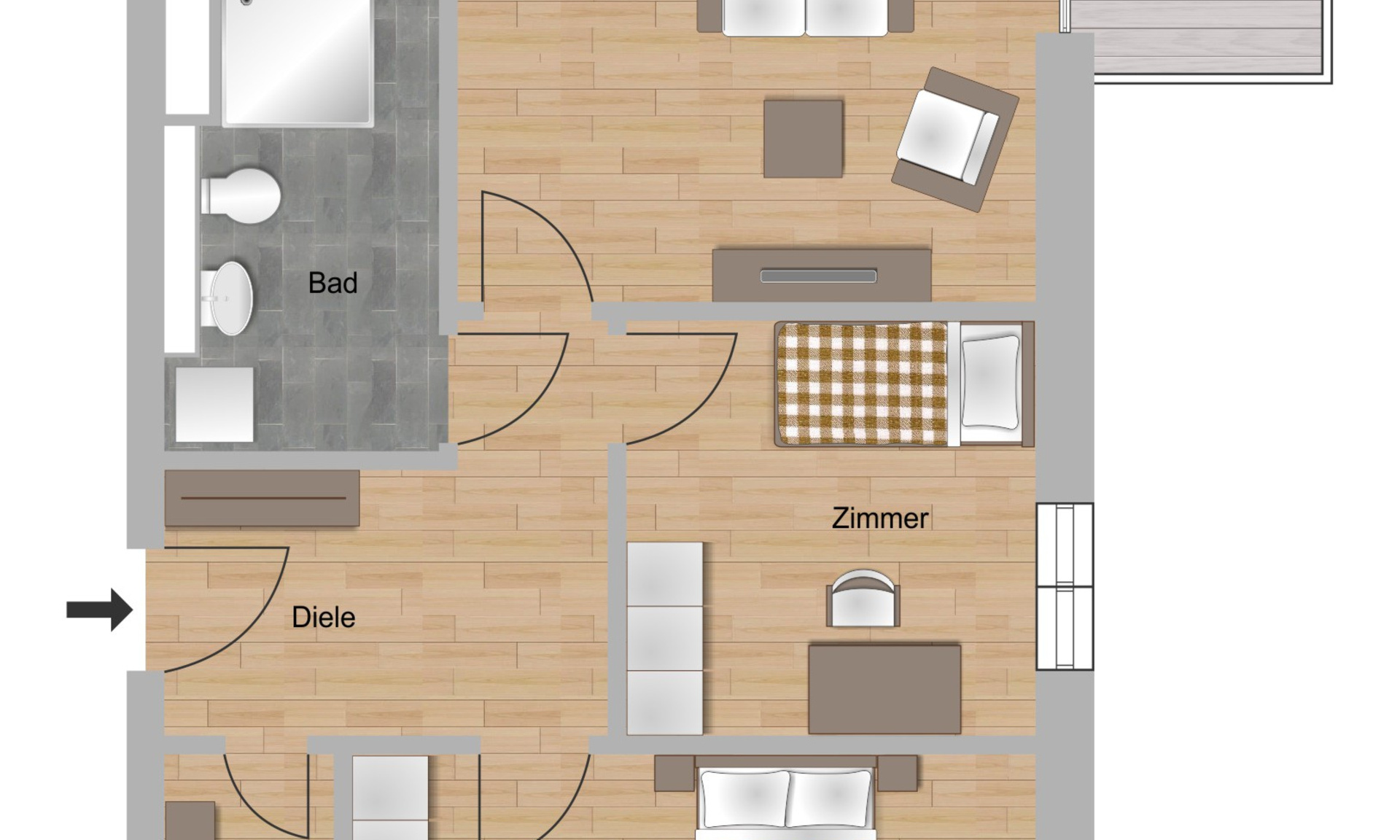 Grundriss 3-Zimmer-Wohnung