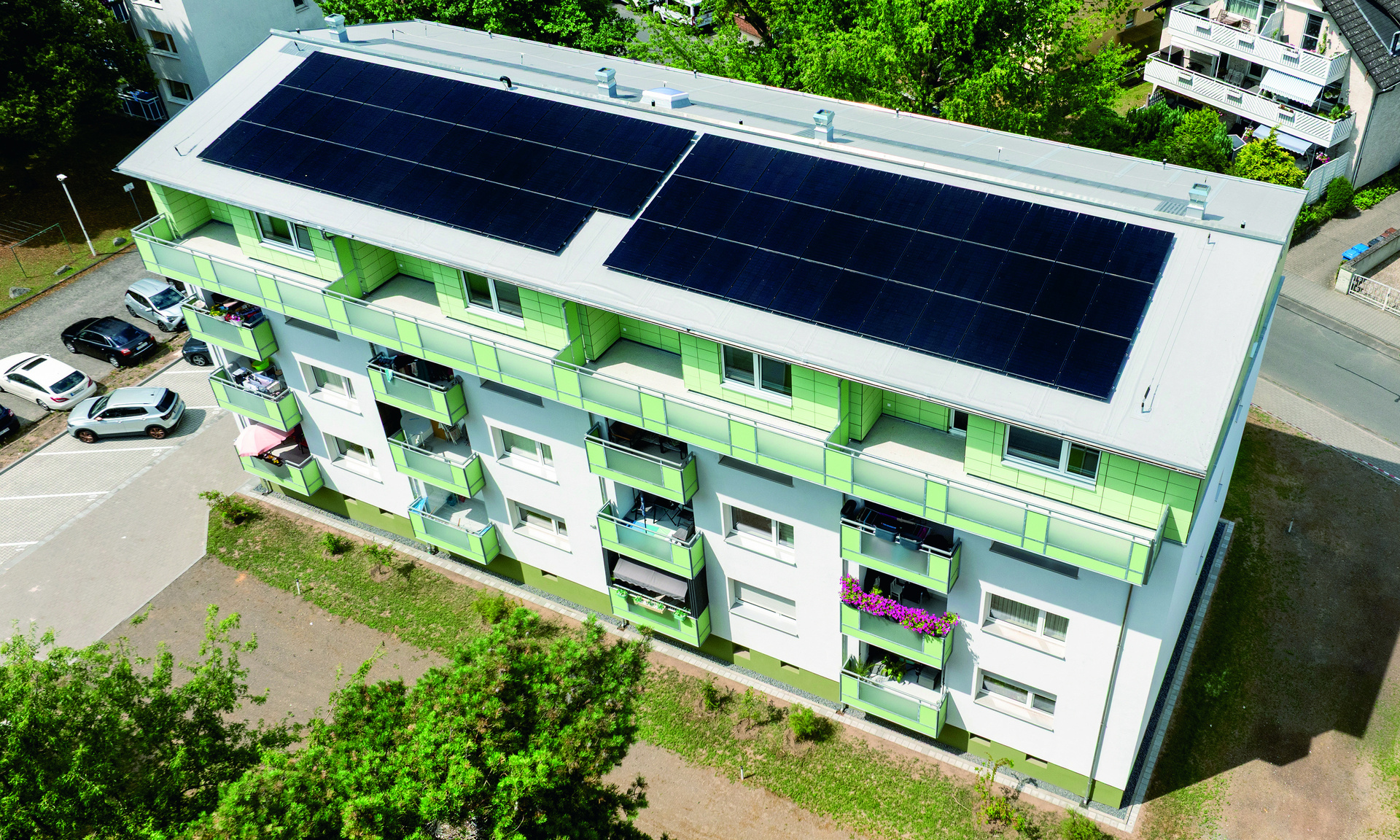 Ansicht Gebäudefassade nach Modernisierung in Mörfelden-Walldorf