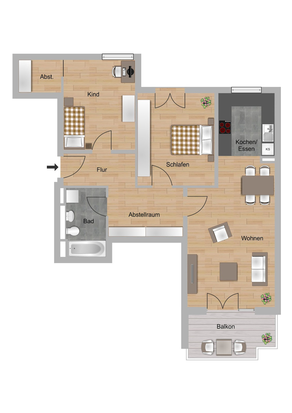 Grundriss Typ 3-Q