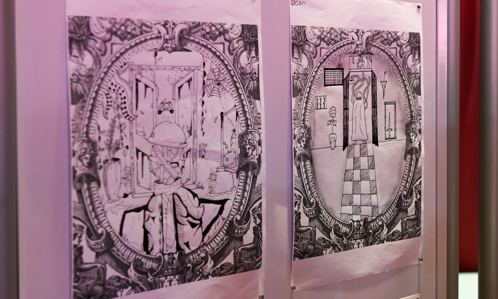 Zwei der Illustrationen, die extra für die Lesung hergestellt wurden.