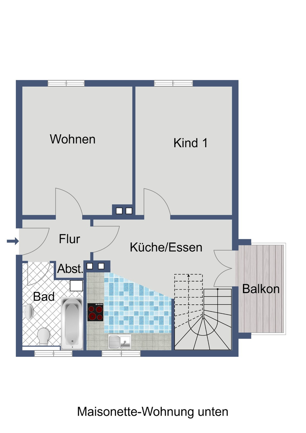 Grundriss Maisonette unten