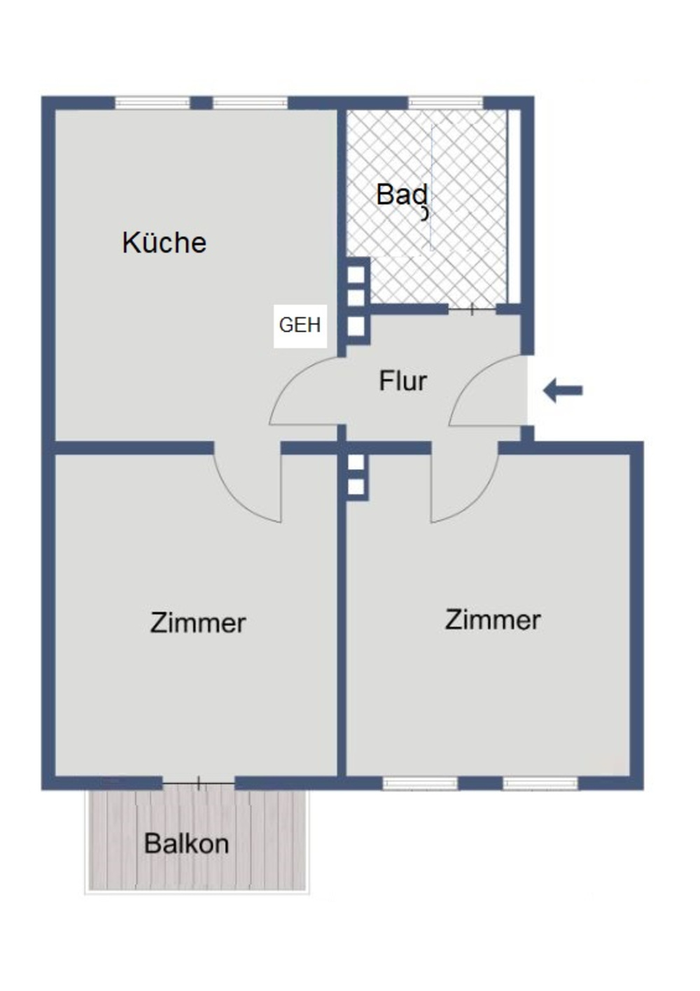 Grundriss Hanstein 42 links mit Balkon