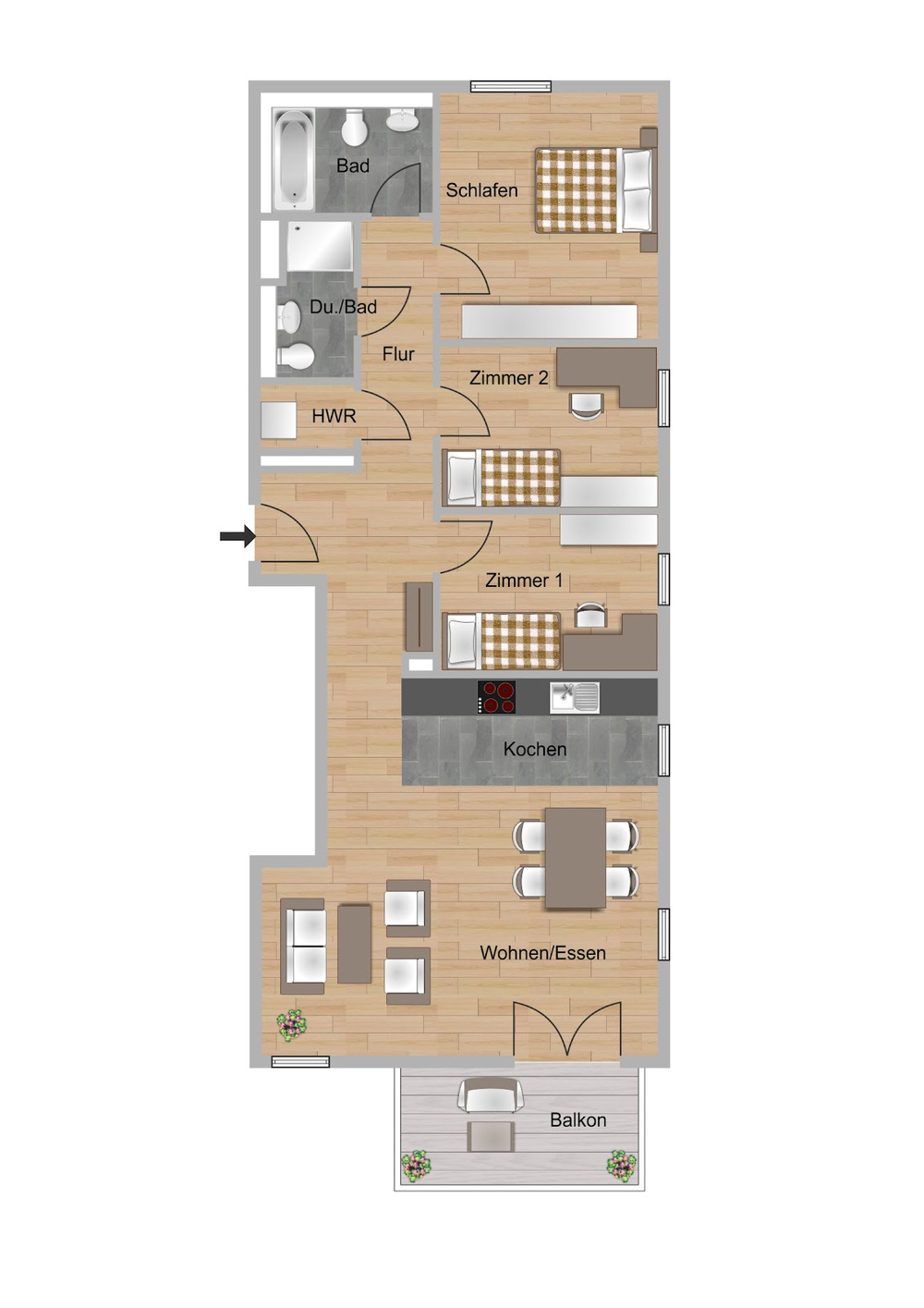 Grundriss 4 Zimmer links