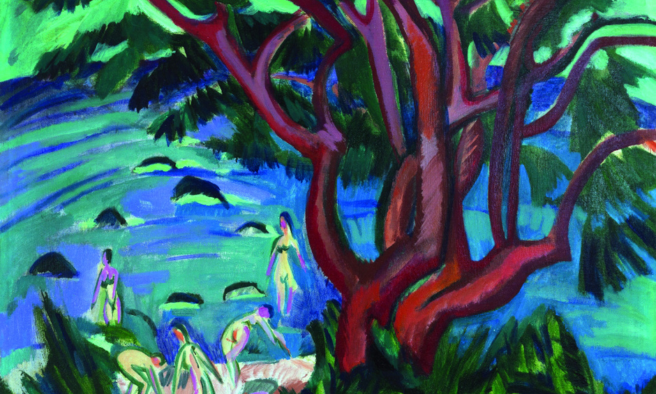 Bild aus der Kunsthalle Mannheim, auf dem ein Baum und Personen zu sehen sind.