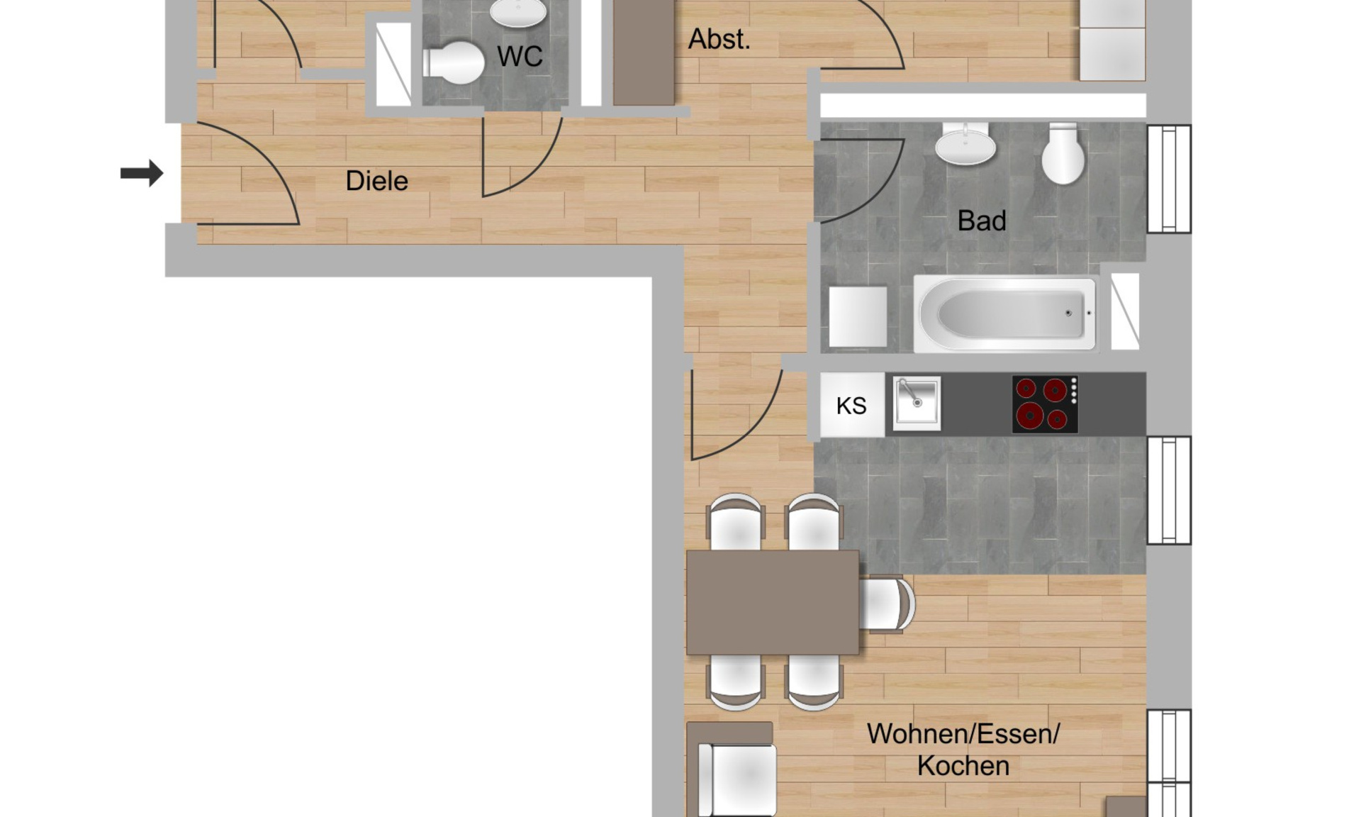 Grundriss 4-Zimmer-Wohnung