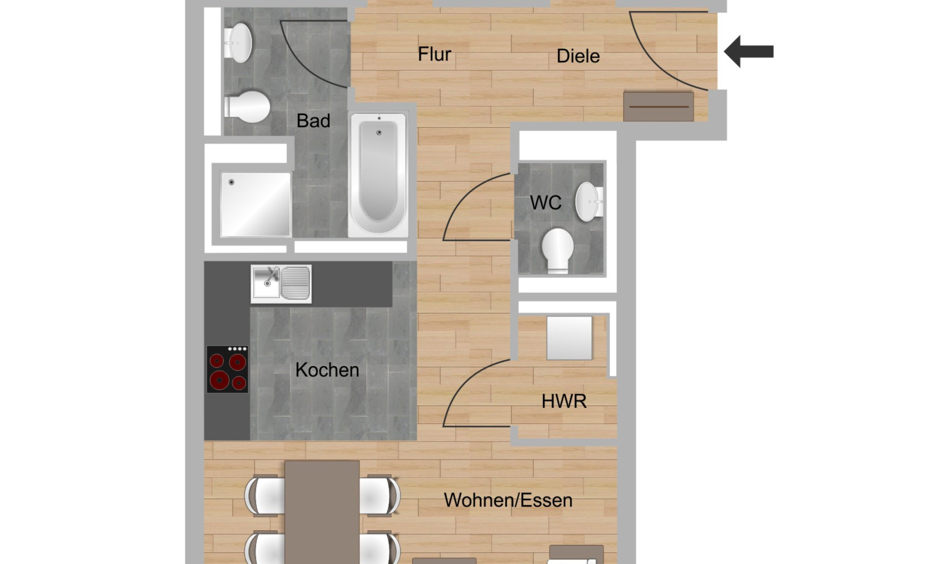 3-Zimmer-Wohnung ca. 82,46 m²