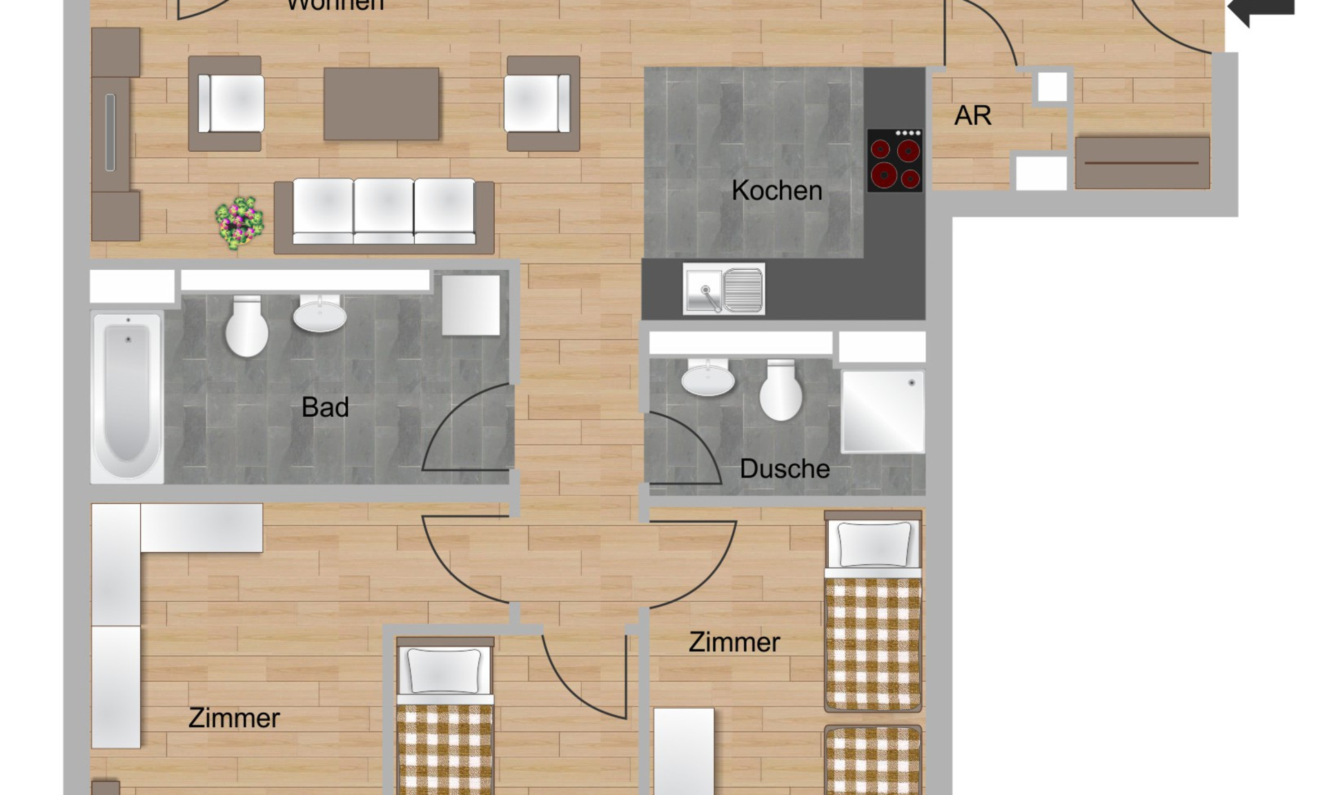 3-Zimmer-Wohnung ca. 105 m² (E2)