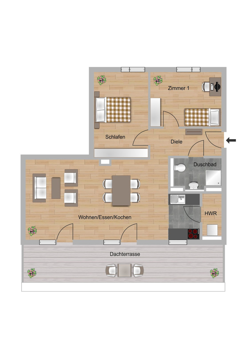 B.03.03_3.OG rechts_3 Zi._91,18 m²