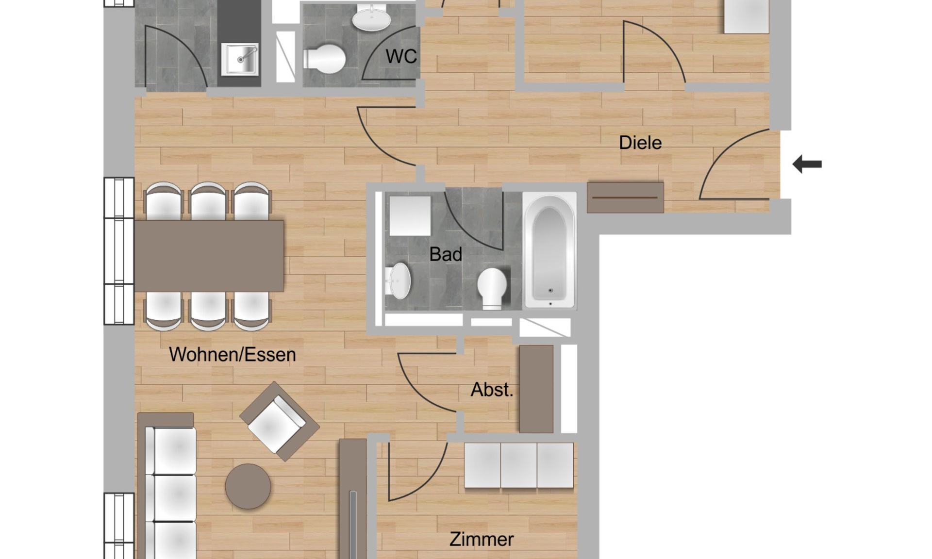 Grundriss 4-Zimmer-Wohnung