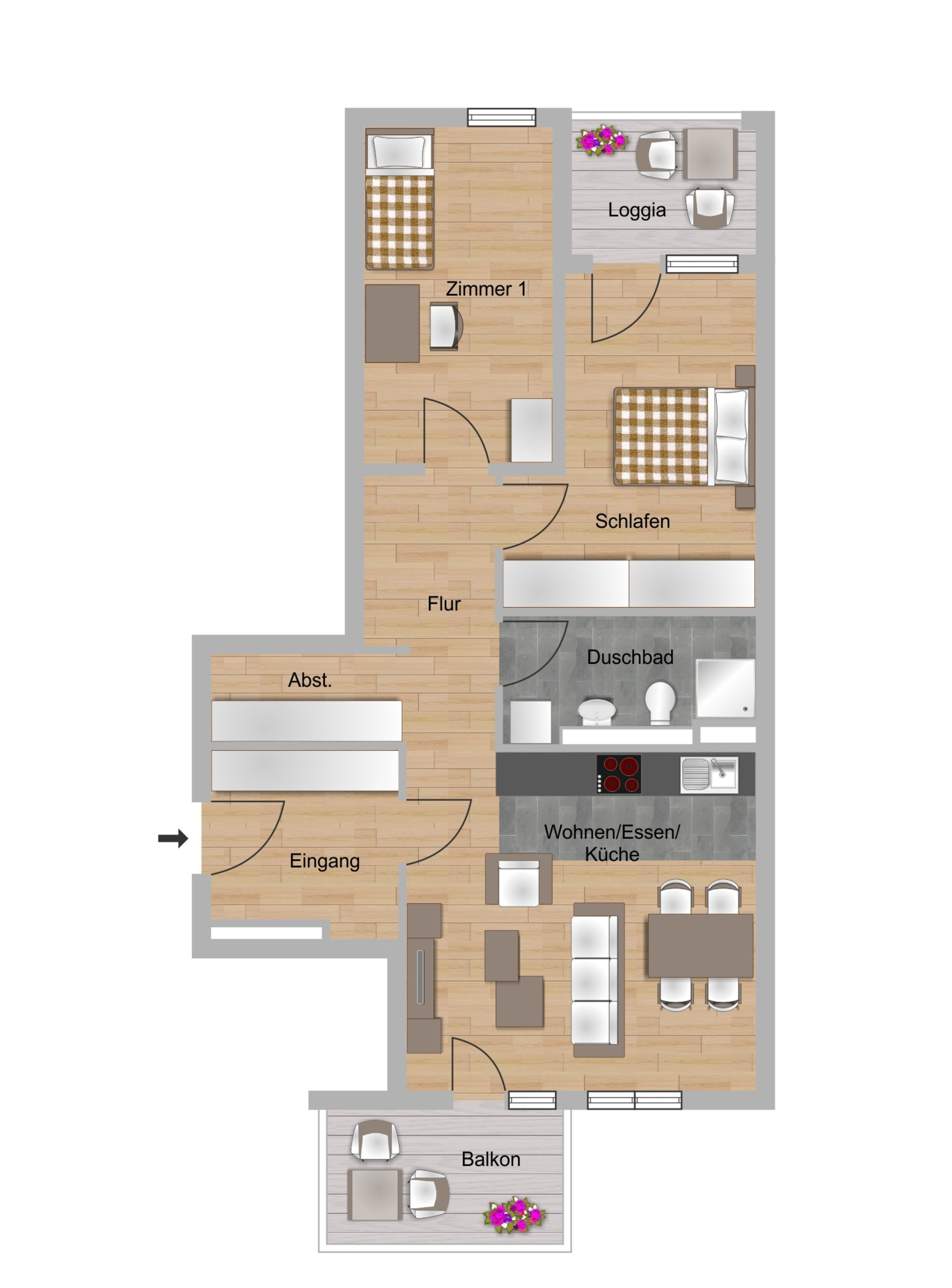 3-Zimmer-Wohnung ca. 77,84 m²