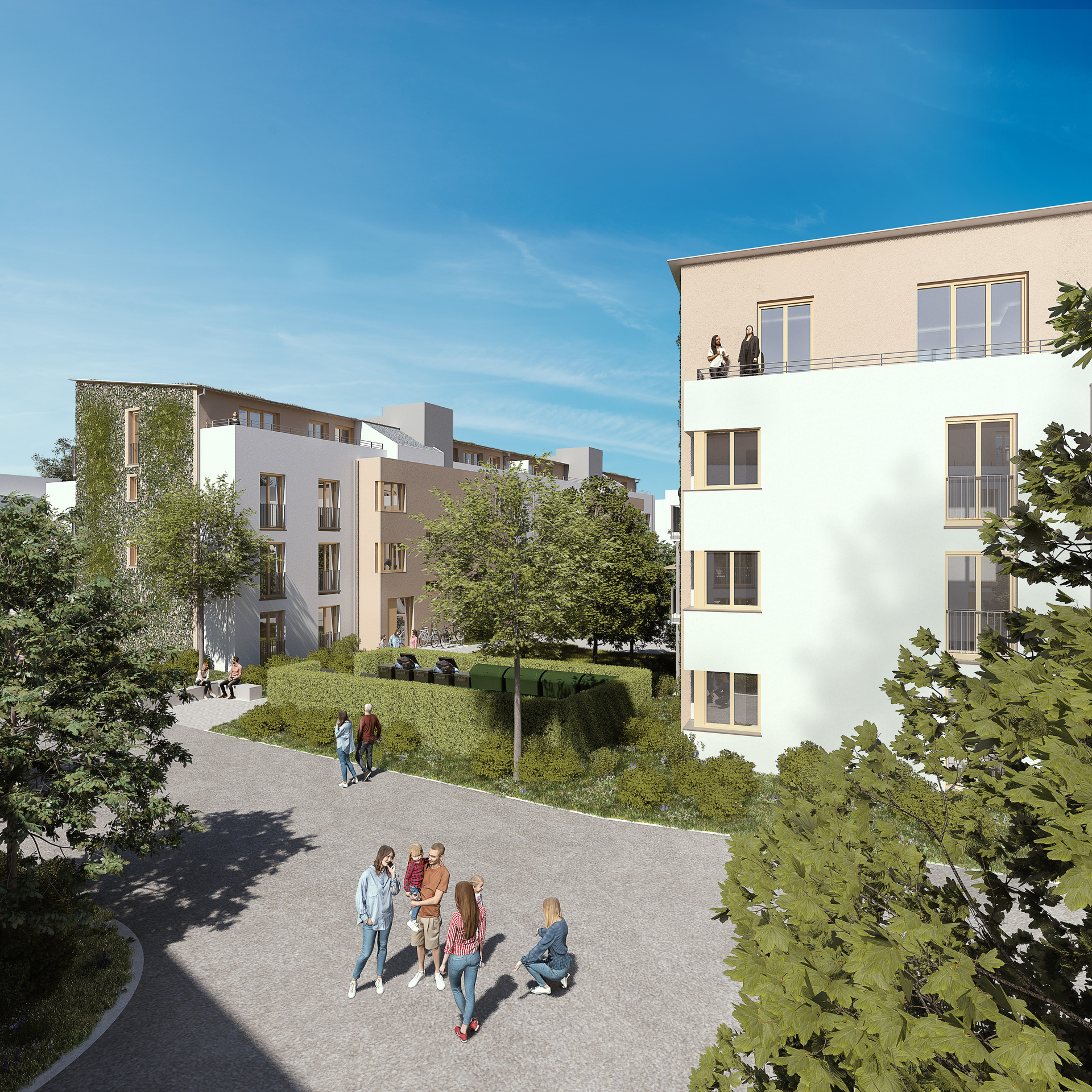 Visualisierung Riedbogen Neubauprojekt NHW Außenansicht Gebäude