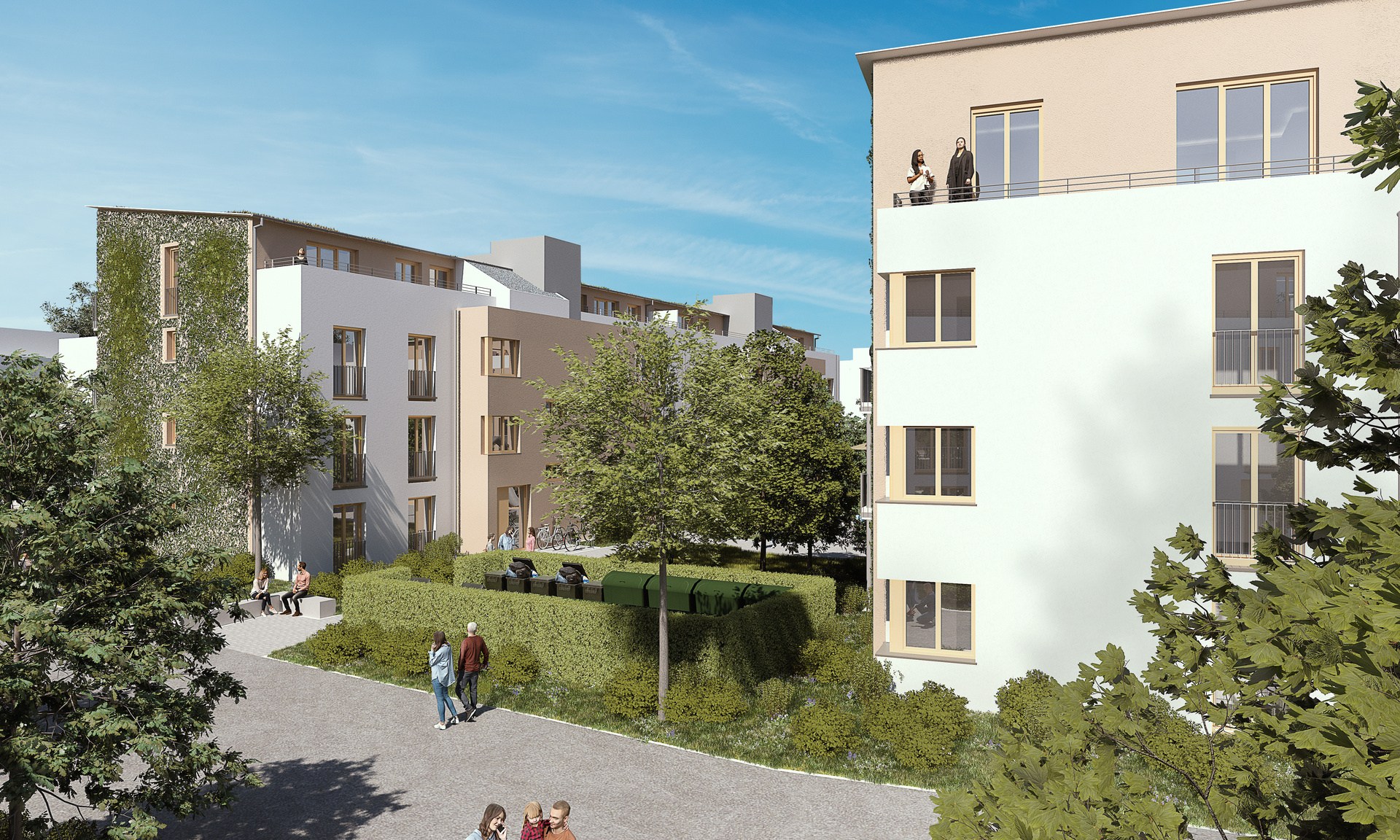 Visualisierung Riedbogen Neubauprojekt NHW Außenansicht Gebäude