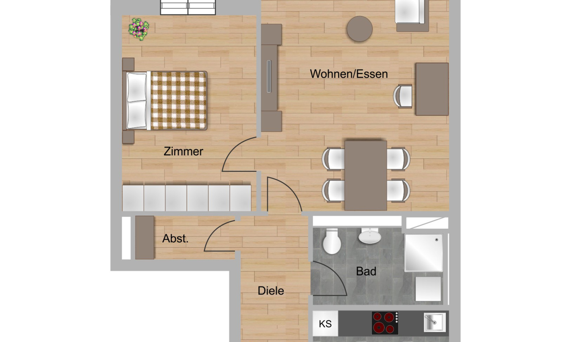 Grundriss 2-Zimmer-Wohnung