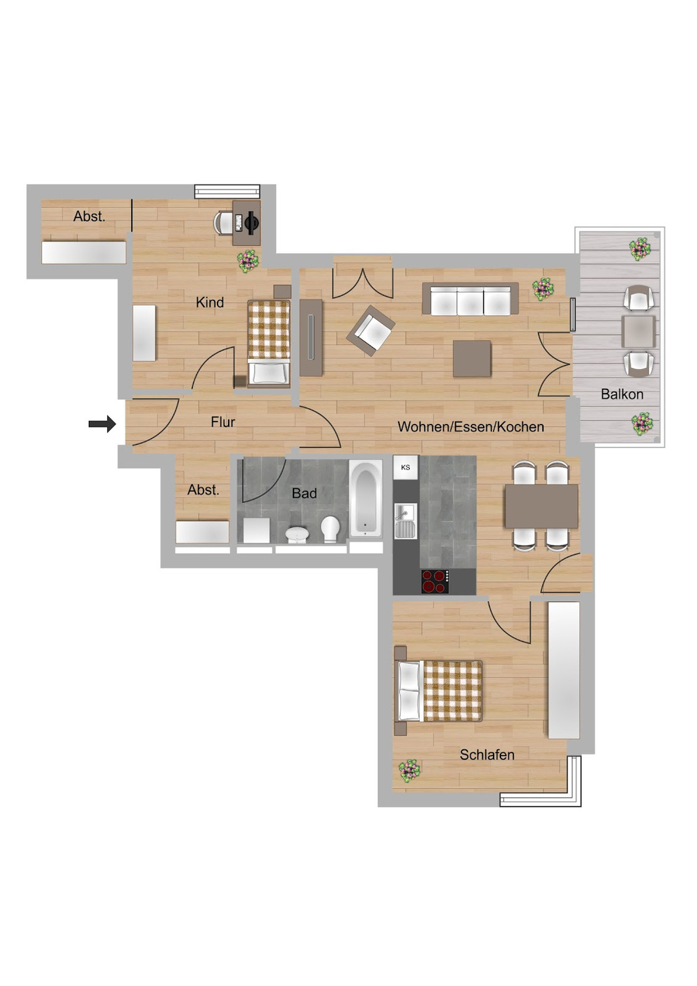 Grundriss Typ 3-N