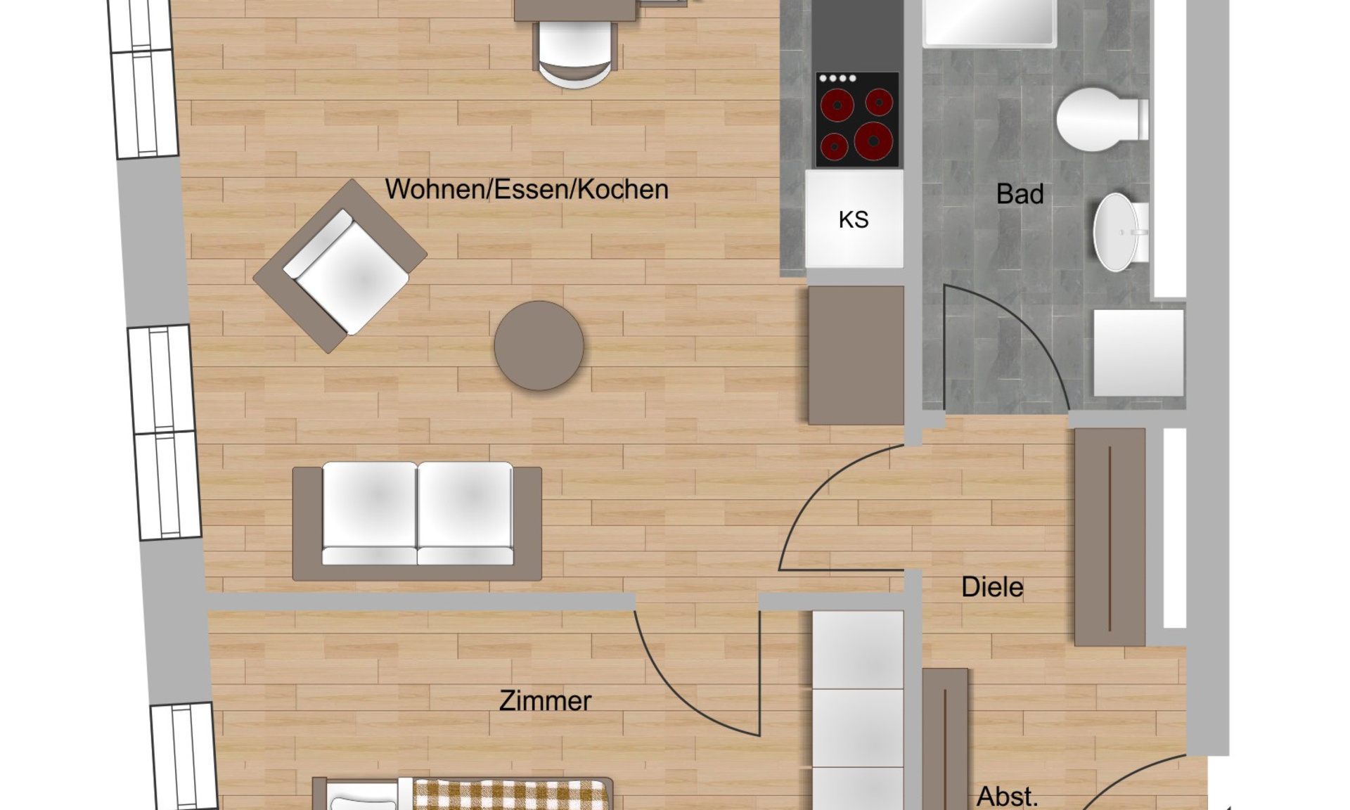 Grundriss 2-Zimmer-Wohnung
