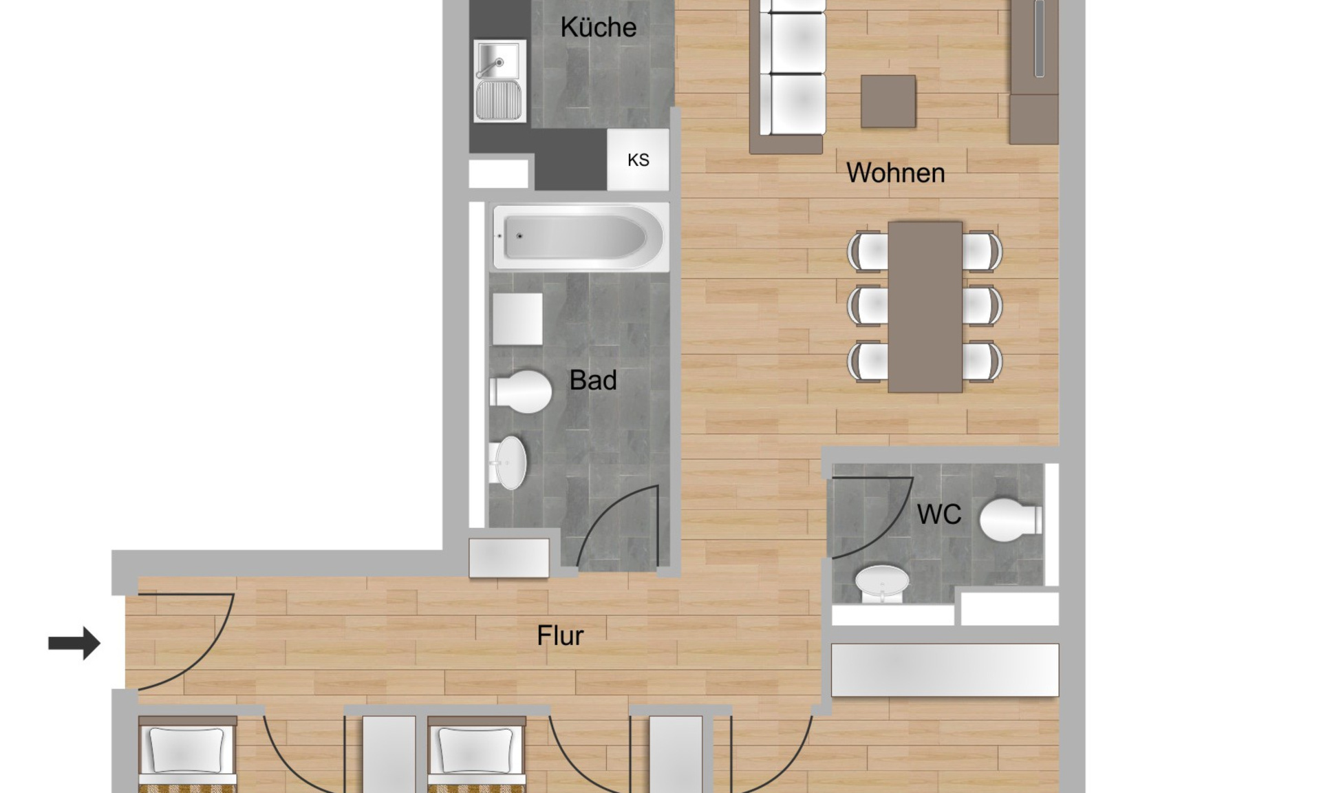 4-Zimmer-Wohnung ca. 85 m²