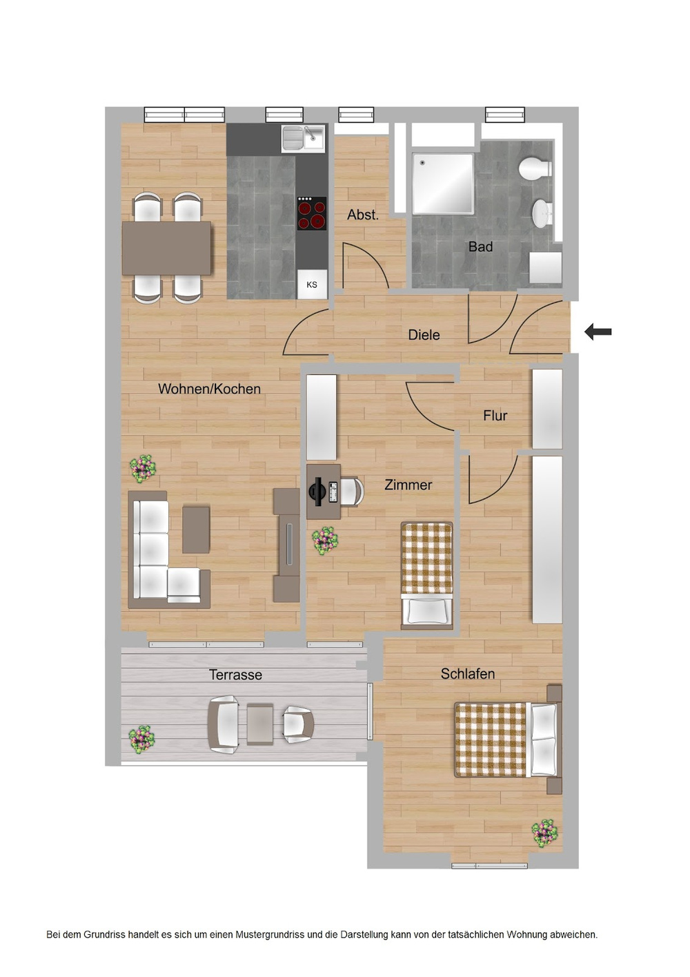 Haus C, Typ 8, 3 Zimmer, 83,25m²