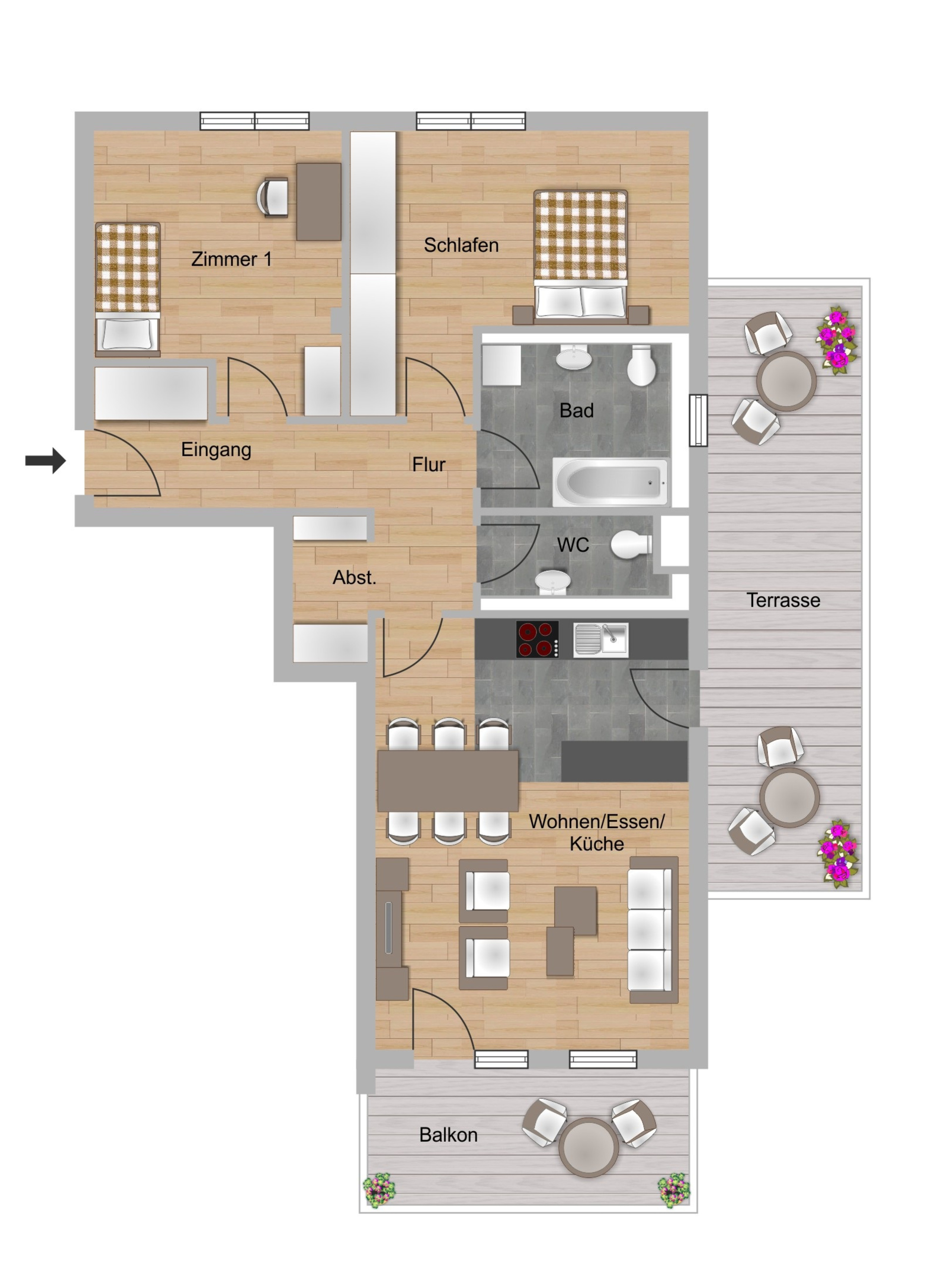 3-Zimmer-Wohnung ca. 96 m²
