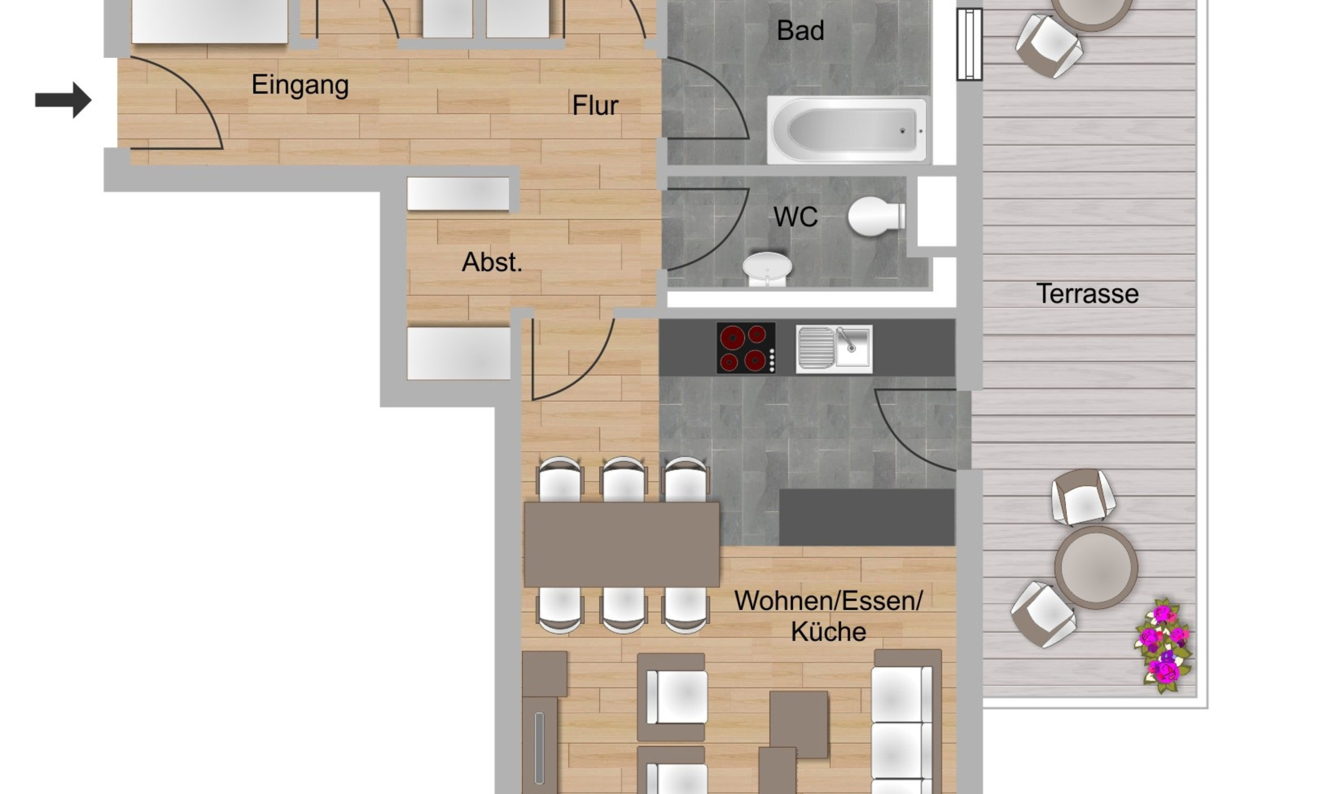 2-Zimmer-Wohnung ca. 96 m²