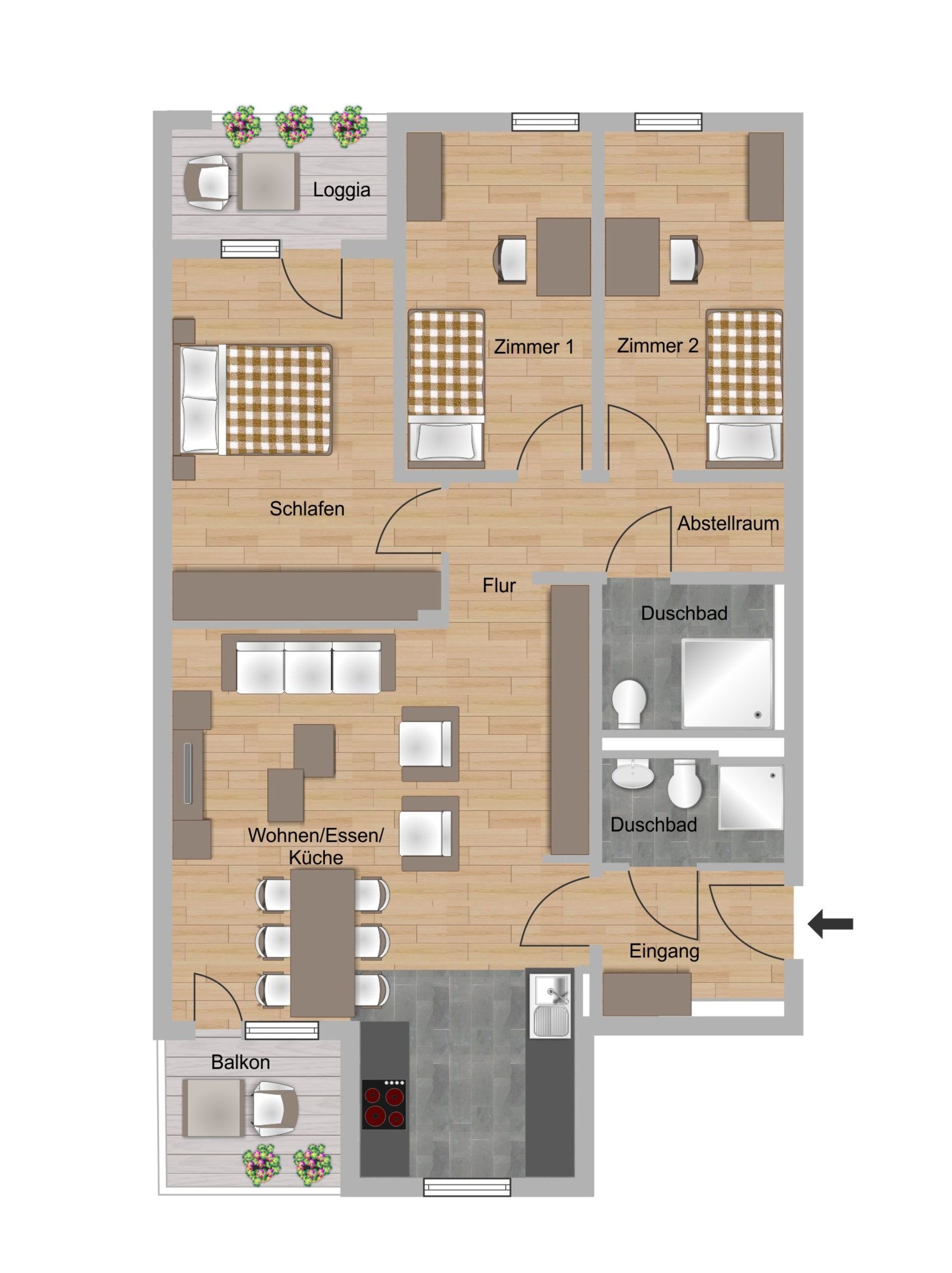 4-Zimmer-Wohnung ca. 89,39 m²