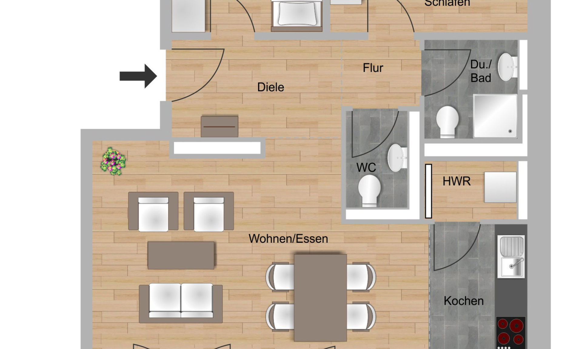3-Zimmer-Wohnung ca. 84,59 m²