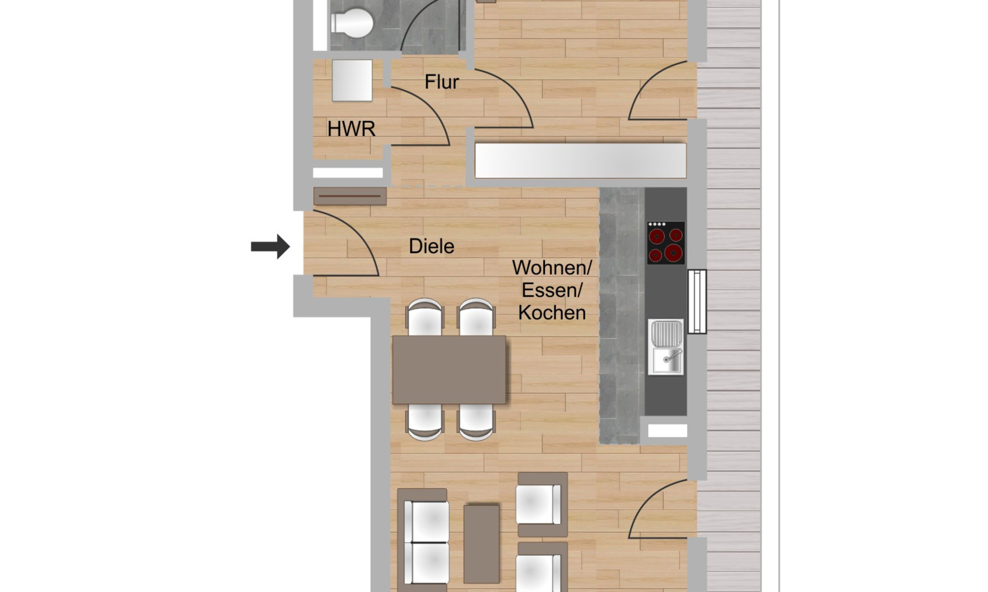 2-Zimmer-Wohnung ca. 76,11 m²