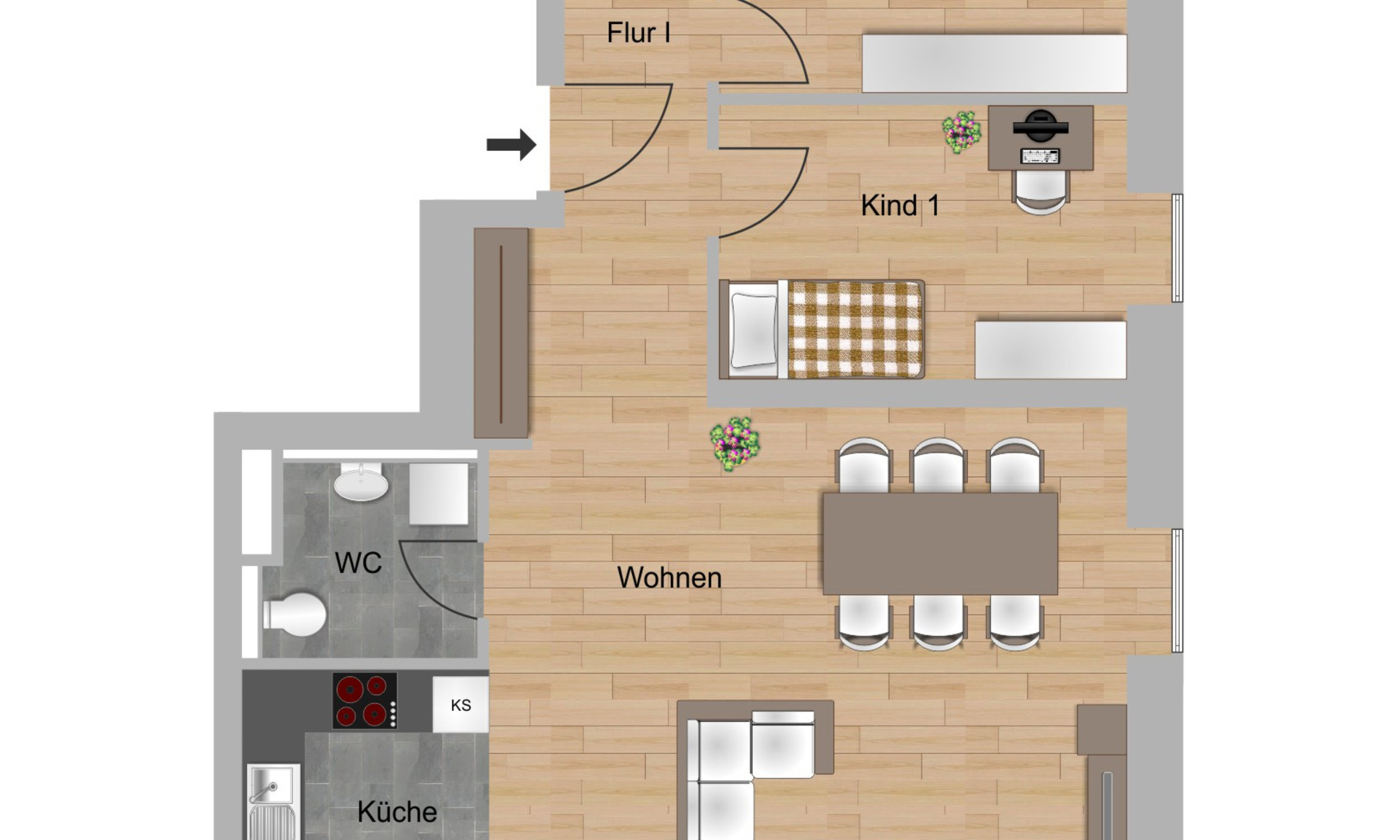 3-Zimmer-Wohnung ca. 84 m²
