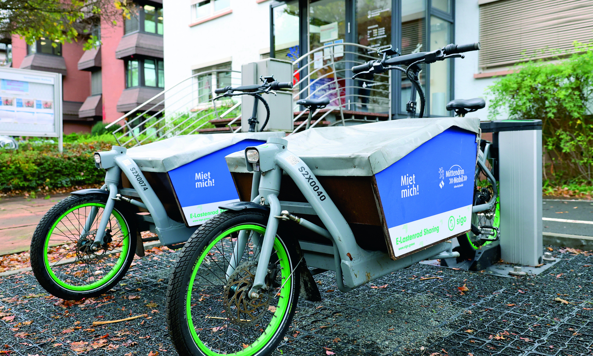 Ansicht Lastenrad zum Ausleihen im Quartier