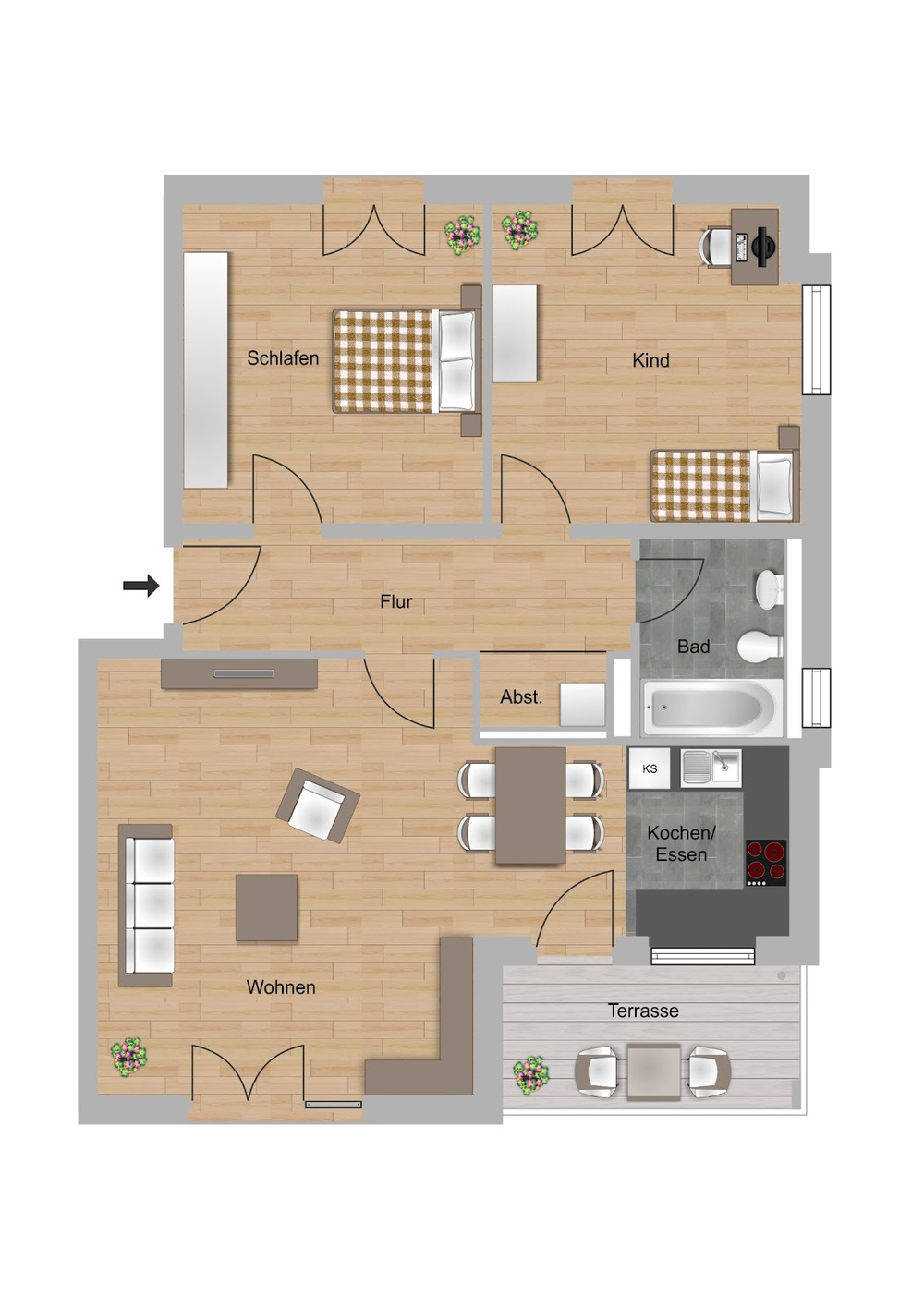 Grundriss Typ 3xK
