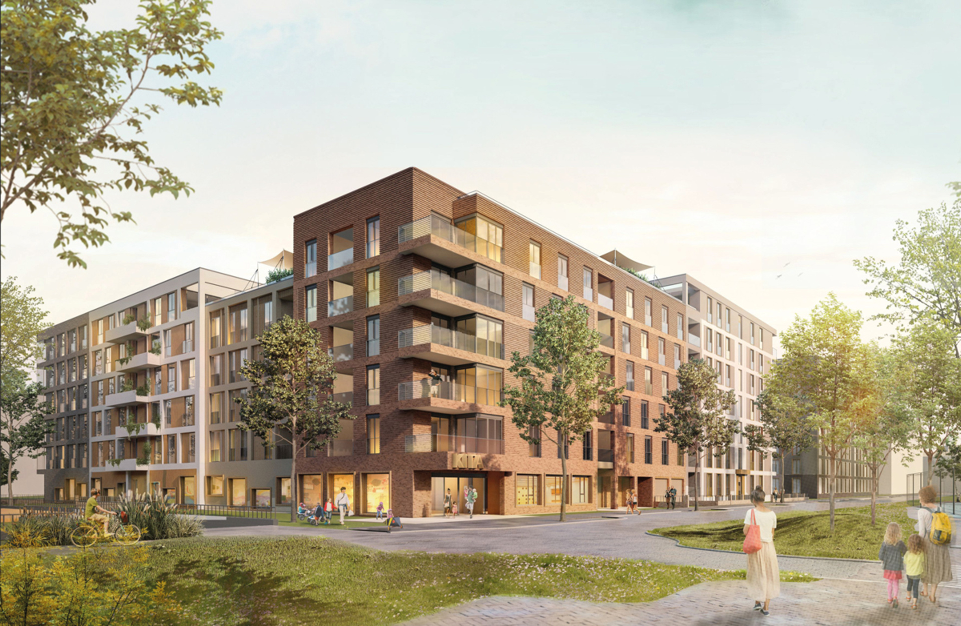 Auf dem Baufeld H1 errichtet die NHW eine Kita und rund 140 Wohnungen, 60 bis 70 Prozent davon gefördert. Foto: NHW / Instone