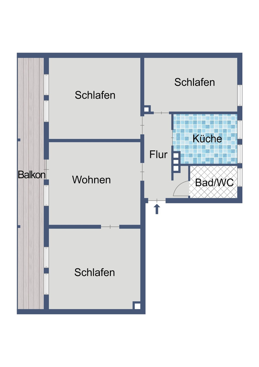 Grundriss Hansteinstraße 11 1. OG rechts