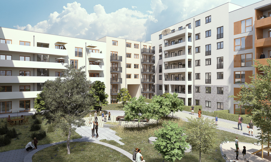 Visualisierung des Bauabschnitts F1 im Schönhof-Viertel in Frankfurt-Bockenheim der NHW
