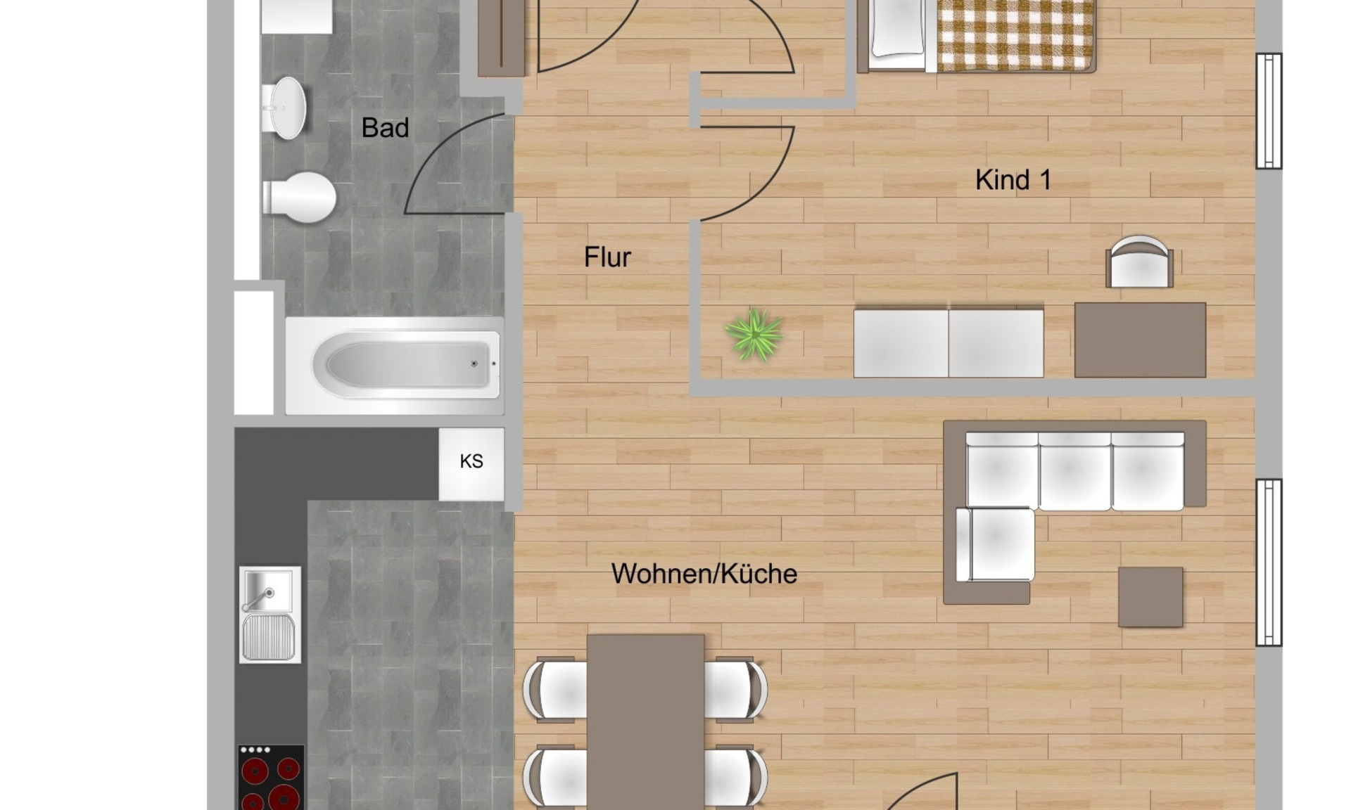 3-Zimmer-Wohnung (Dachgeschoß) ca. 78 m²