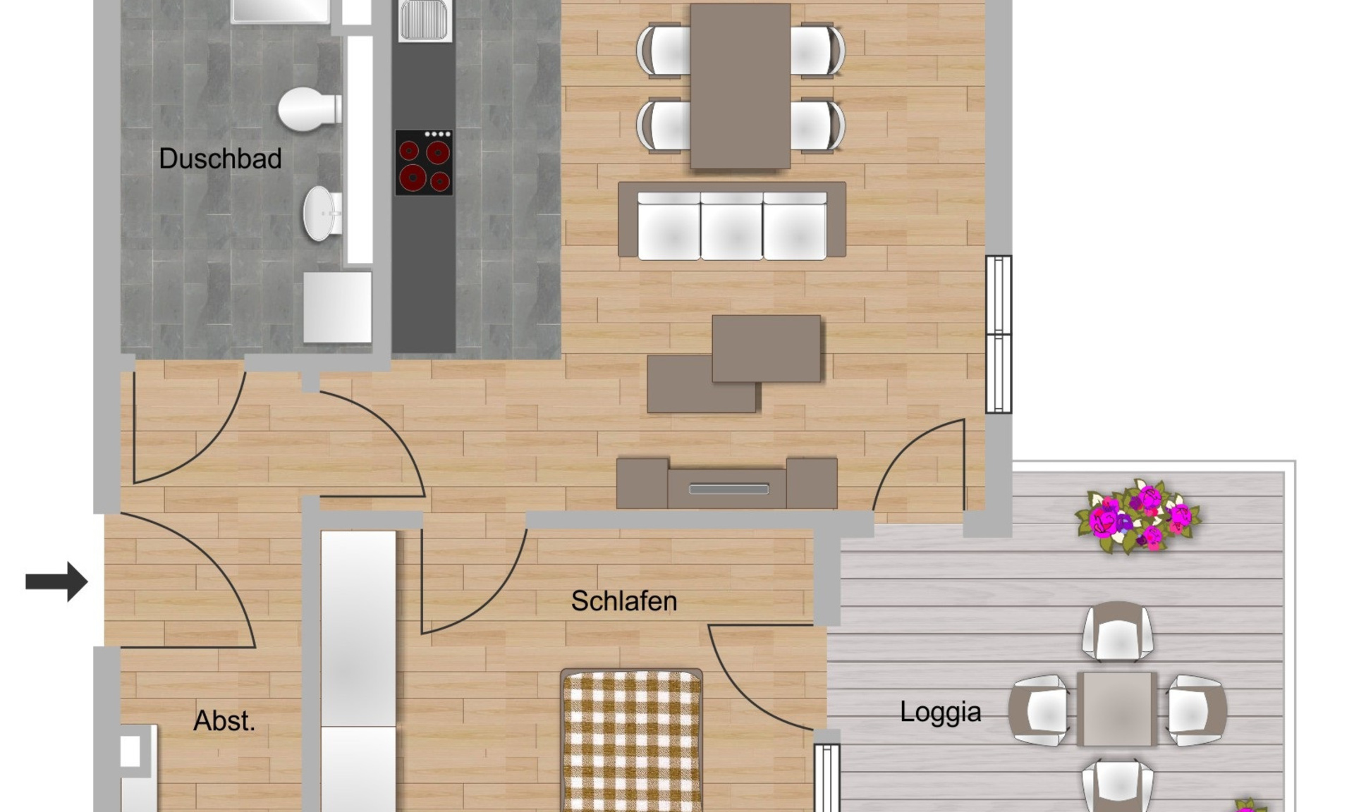 1-Zimmer-Wohnung ca. 55,24 m²