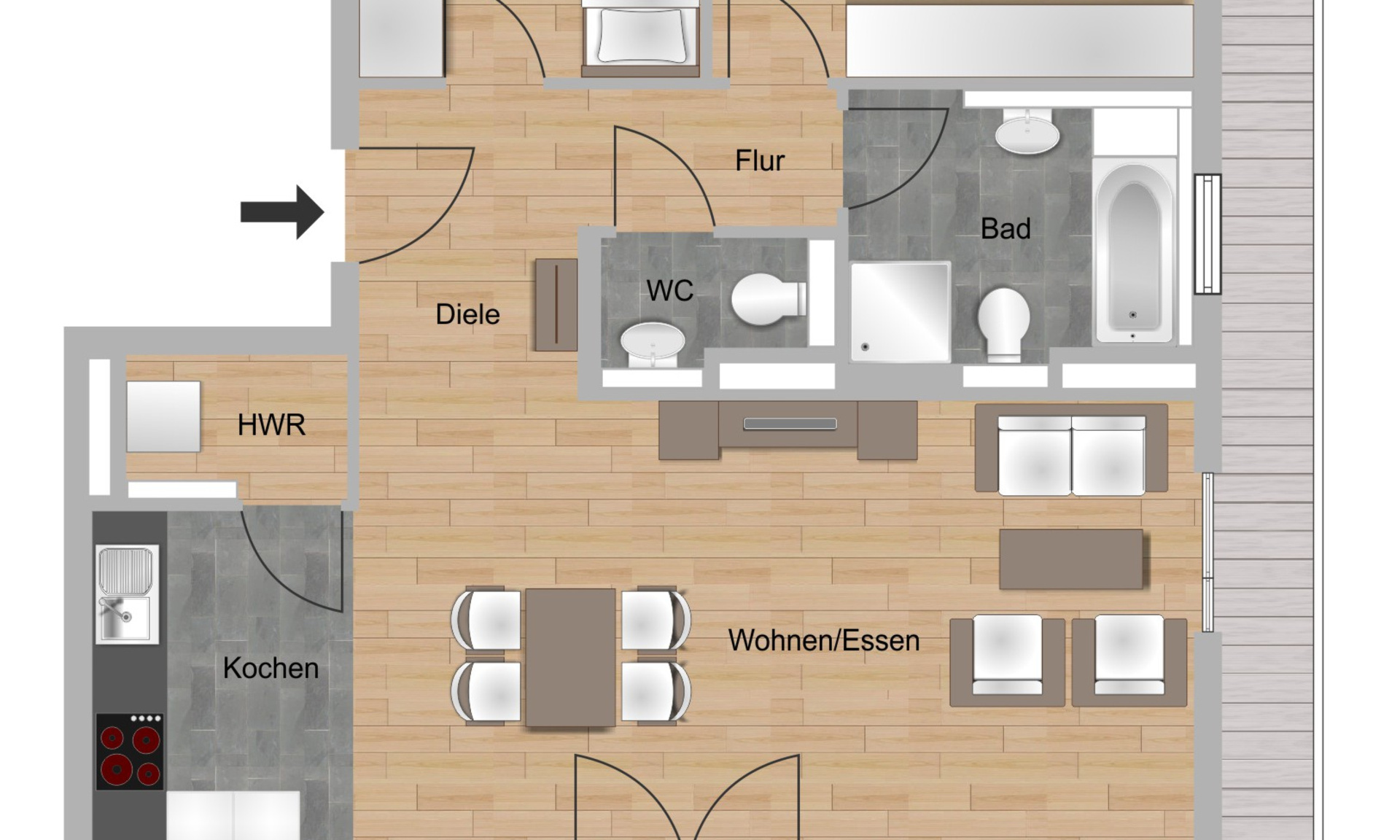 3-Zimmer-Wohnung ca. 98,33 m²
