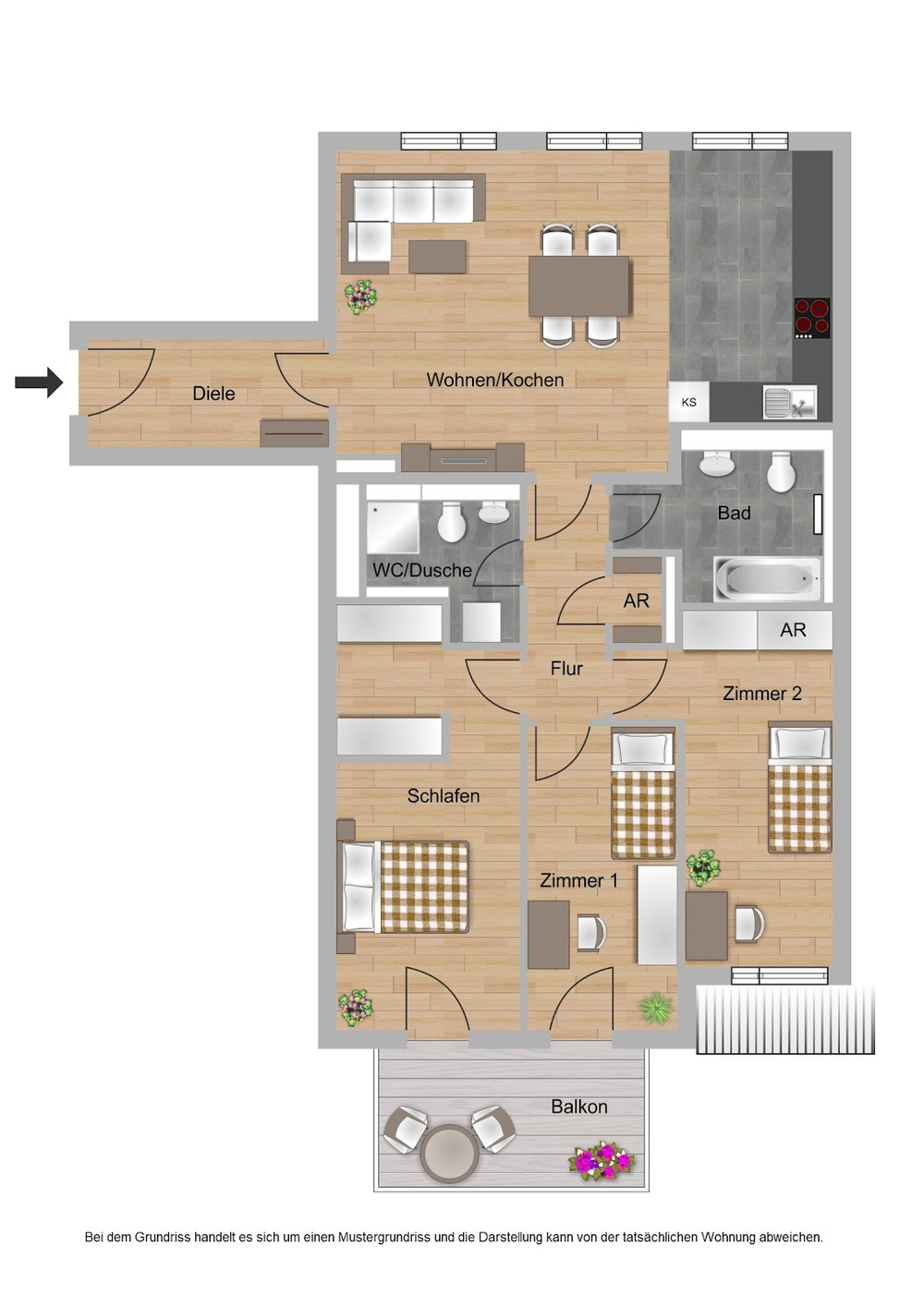 Haus A, Typ 1, 4 Zimmer, 97,9m²