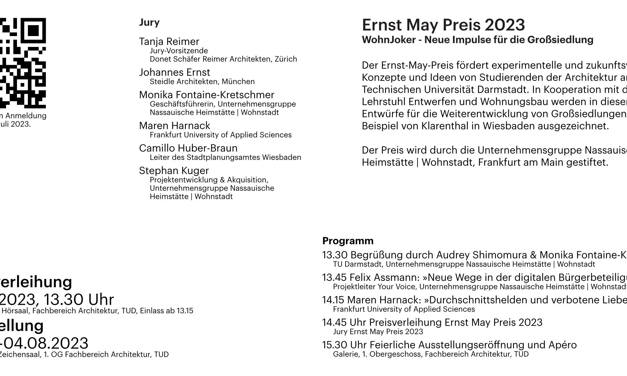 Einladungsflyer Ernst-May-Preis