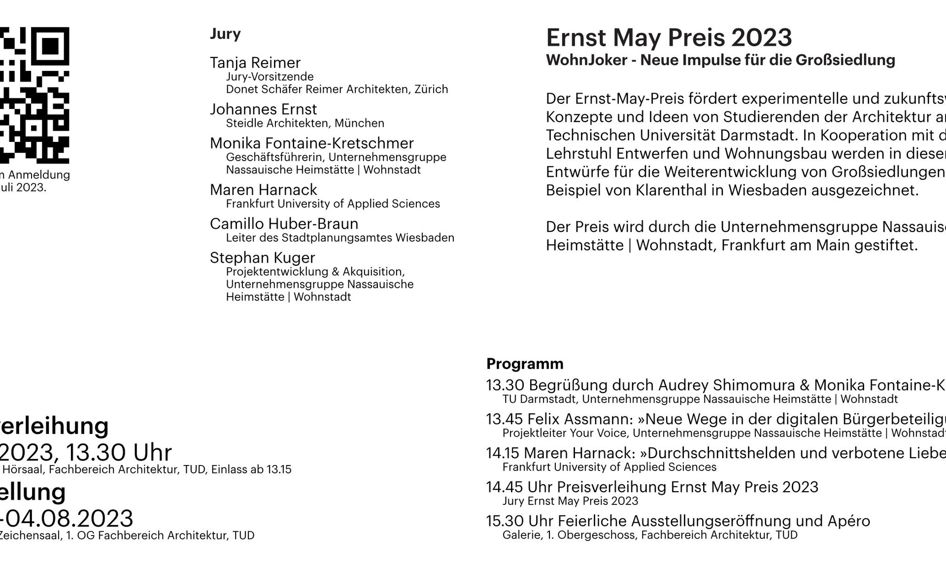Einladungsflyer Ernst-May-Preis