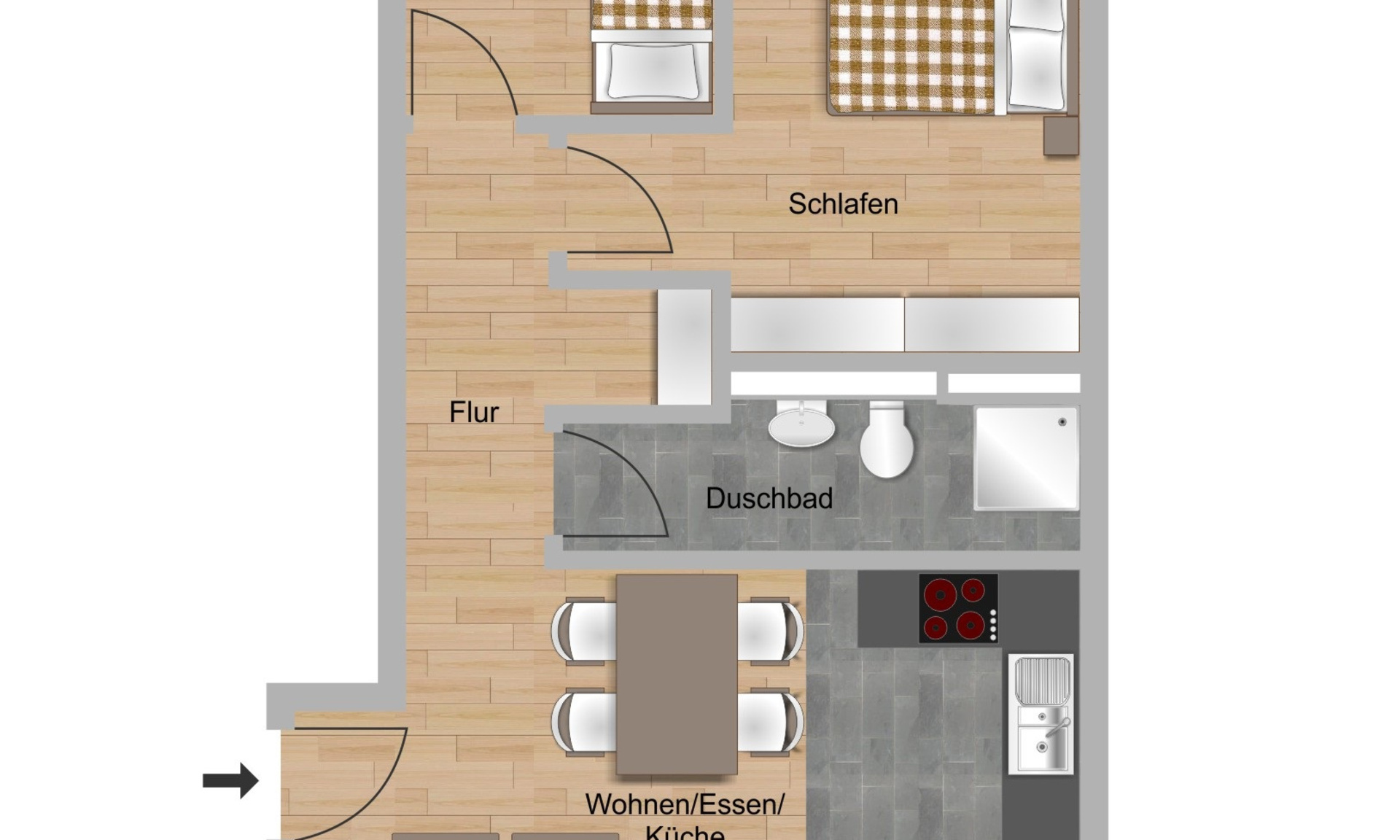 2-Zimmer-Wohnung ca. 74,65 m²