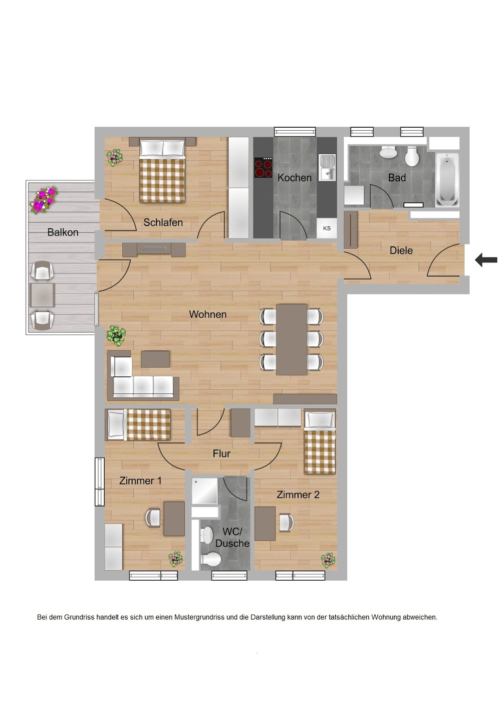 Haus A, Typ 3, 4 Zimmer, 107,82m²