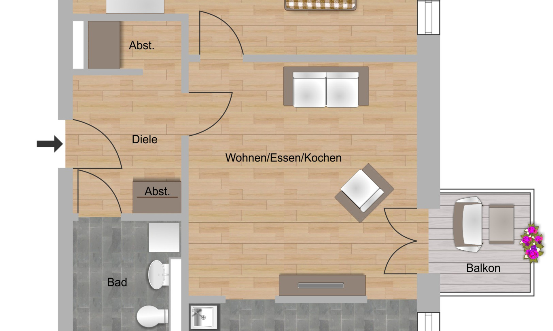 Grundriss 2-Zimmer-Wohnung