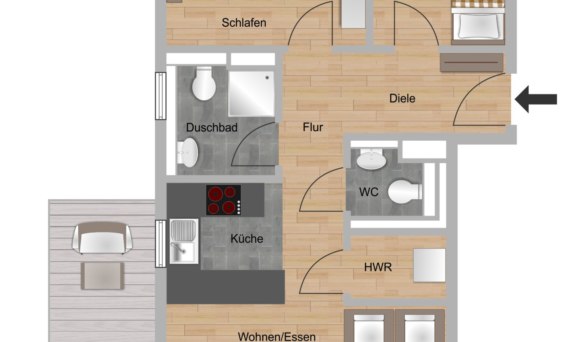 3-Zimmer-Wohnung ca. 83,22 m²