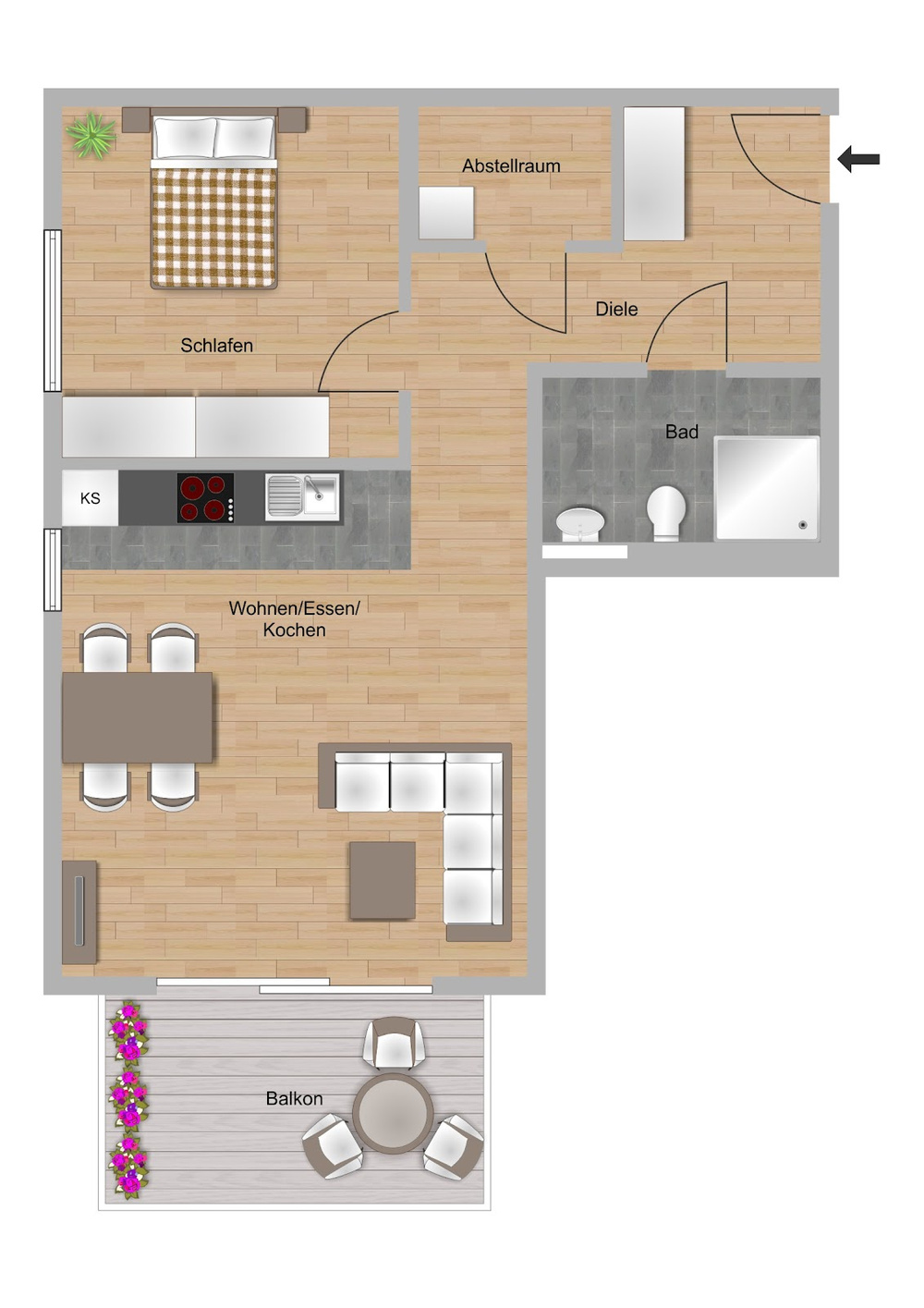 Grundriss_S4176_Meerweinstraße 6, Whg. 11,17 - 2 Zimmer