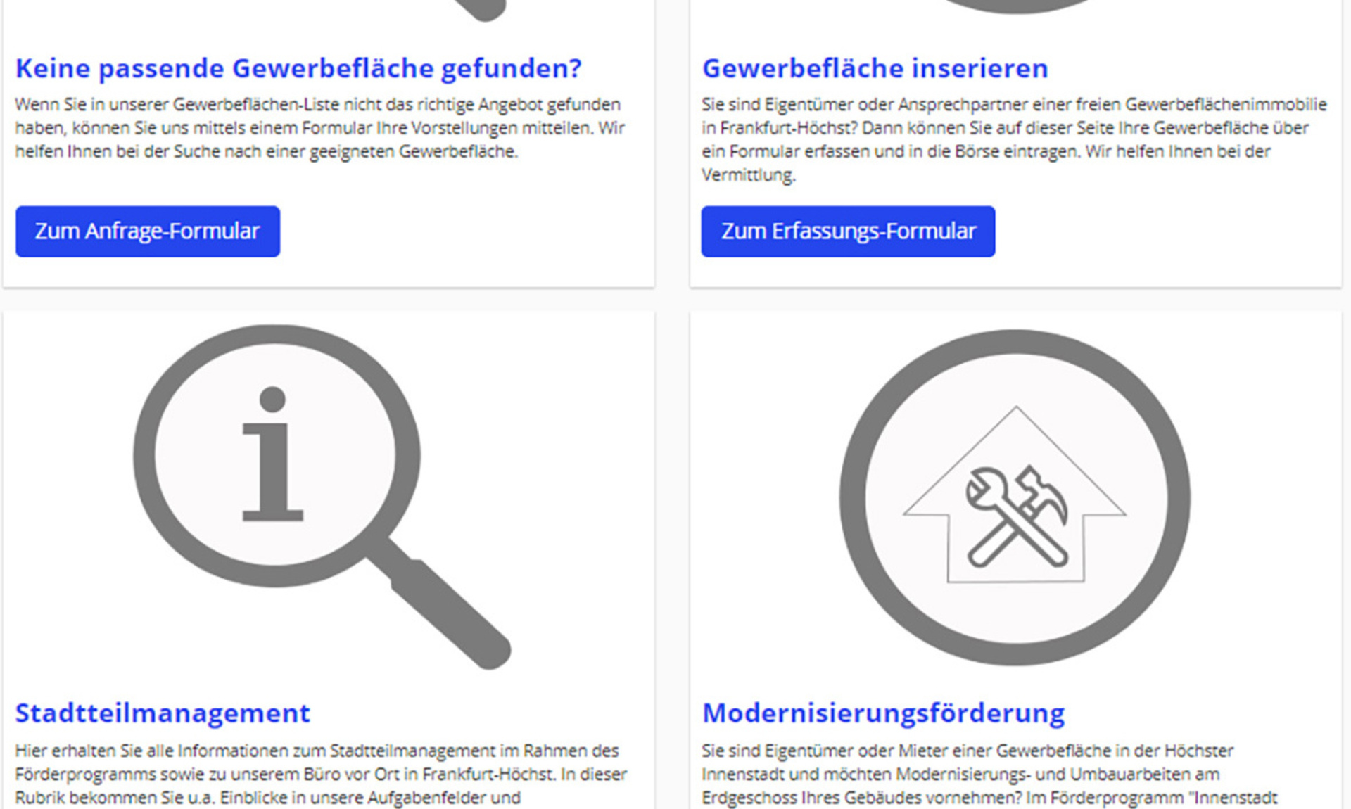 Funktionen Digitale Gewerbeflächenbörse