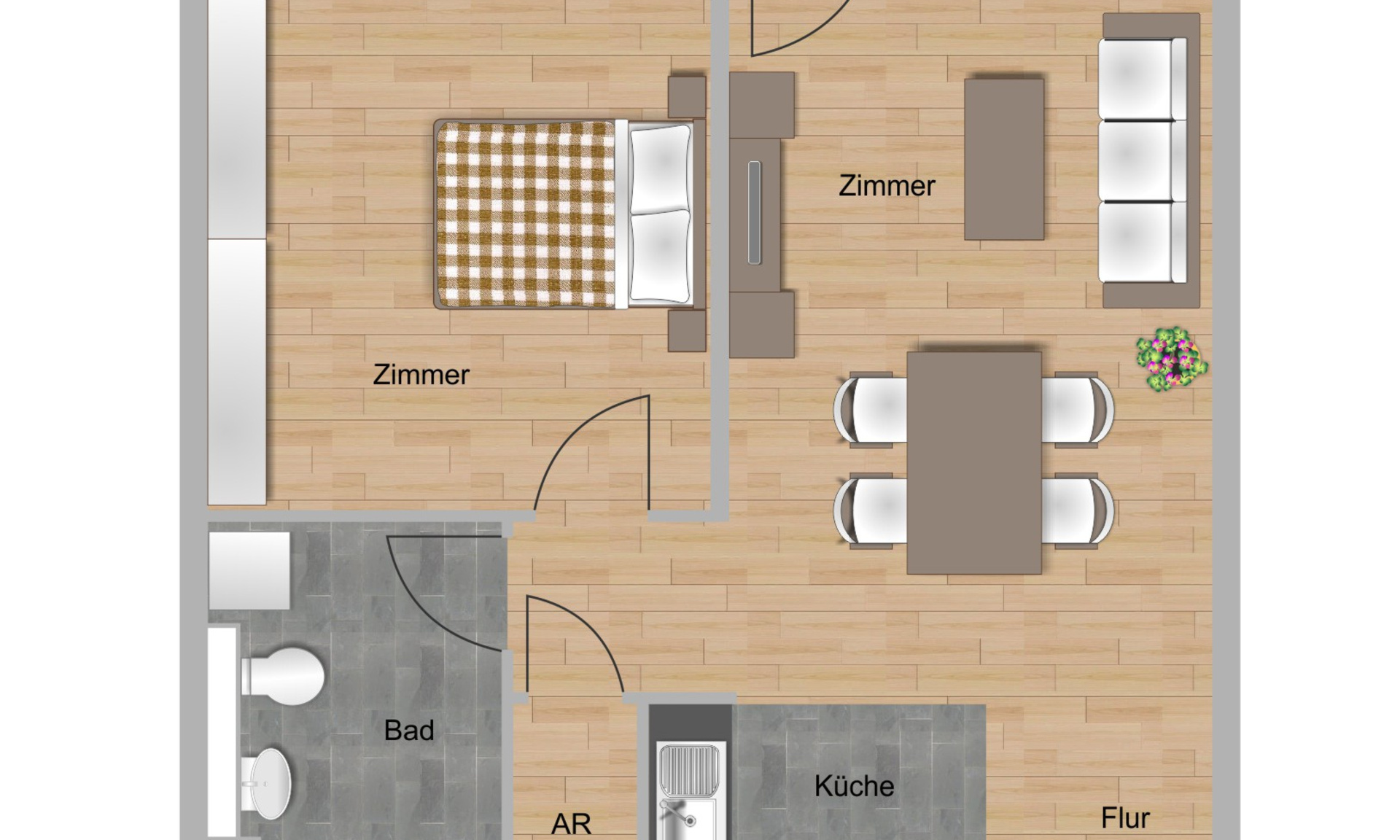 2-Zimmer-Wohnung ca. 56,60 m² (D3)