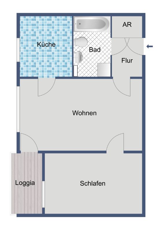 *WBS erforderlich* 2 Zimmer Wohnung mit Loggia und Aufzug! - Photo 1