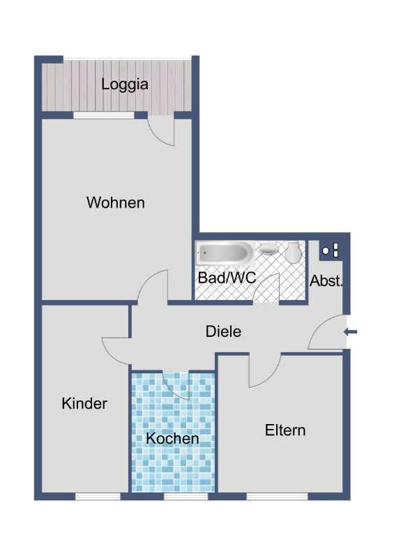 WBS erforderlich - Praktisch geschnittene 3-Zimmer-Wohnung auf ca. 72 m² - Foto 1