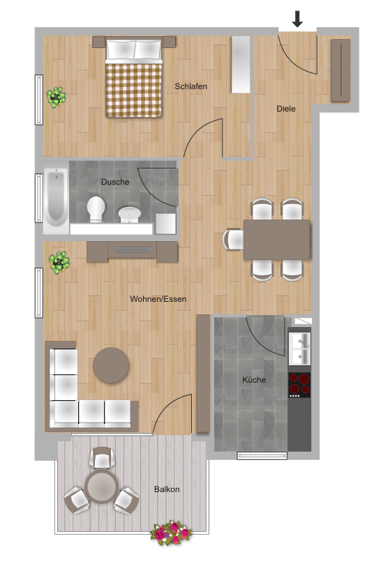 Moderne 2-Zimmer-Wohnung mit Balkon in Offenbach-Nordend/Heimathafen - Photo 1