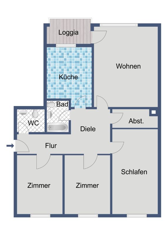 Gut geschnittene 4-Zimmer-Wohnung in gepflegtem Mehrfamilienhaus - Foto 3
